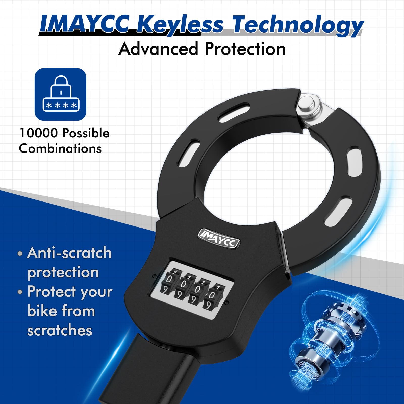 Scooter Lock, 4 Digit Combination Electric Scooter Locks Anti Theft Heavy Duty Resettable Keyless Bicycle Lock for E Scooter Bike Motorcycle & Door