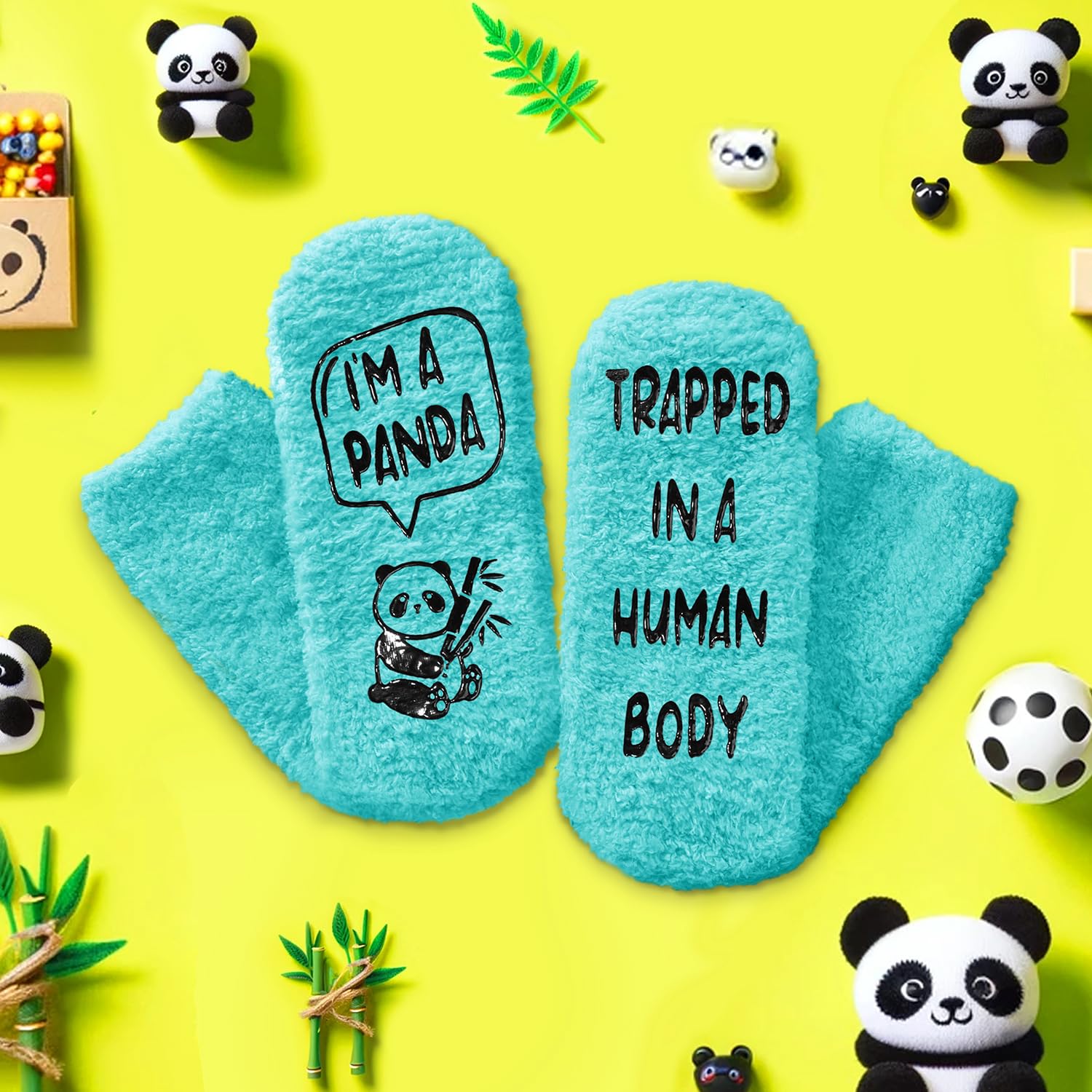 HAPPYPOP Panda Gifts for Women - Funny Socks Men, Panda Lover Gifts, Novelty Panda Socks, Crazy Fuzzy Socks for Teen Girls Boys