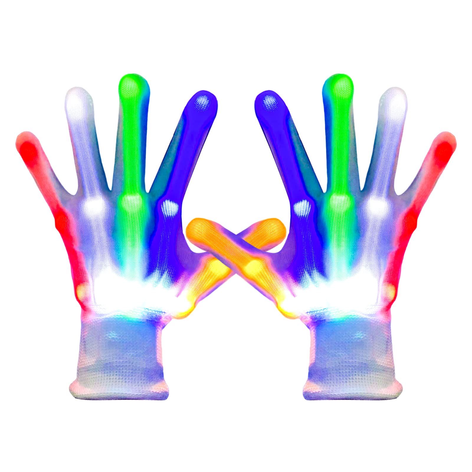 GLEDLOVES LED Gloves For Kids Or Adults, Knuckles Costume Light Up Gloves, Cool Teen Boy Gifts, Christmas Party Gloves