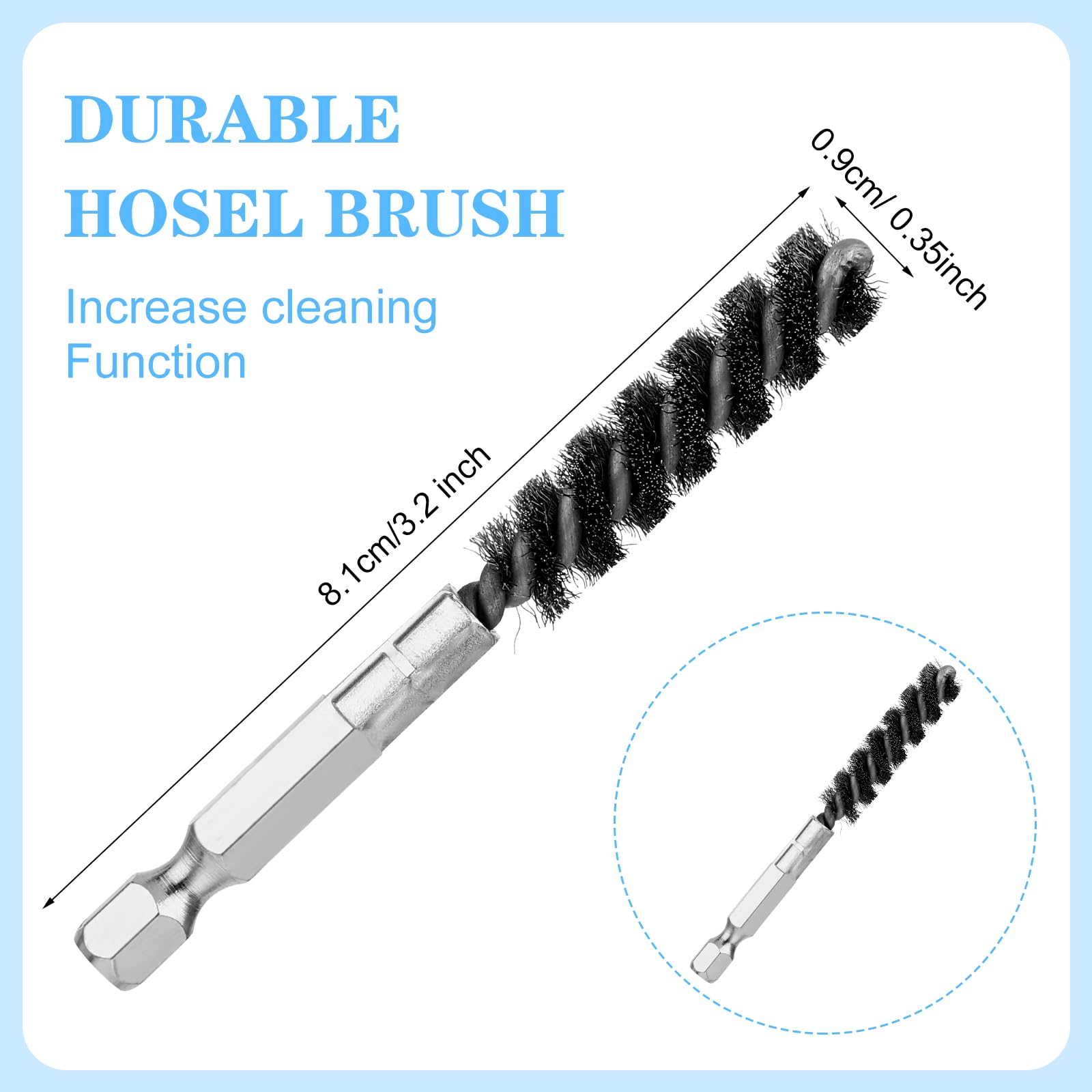 Teaaha 2PCS Golf Clubs Head Hosel Brush, Stainless Steel Golf Shaft Ferrules Brush Wire Bore Brush Hex Shank Handle Electric Drill Wire Brush for Deeply Clean Debris Dust Glue in Golf Club Hosel Holes