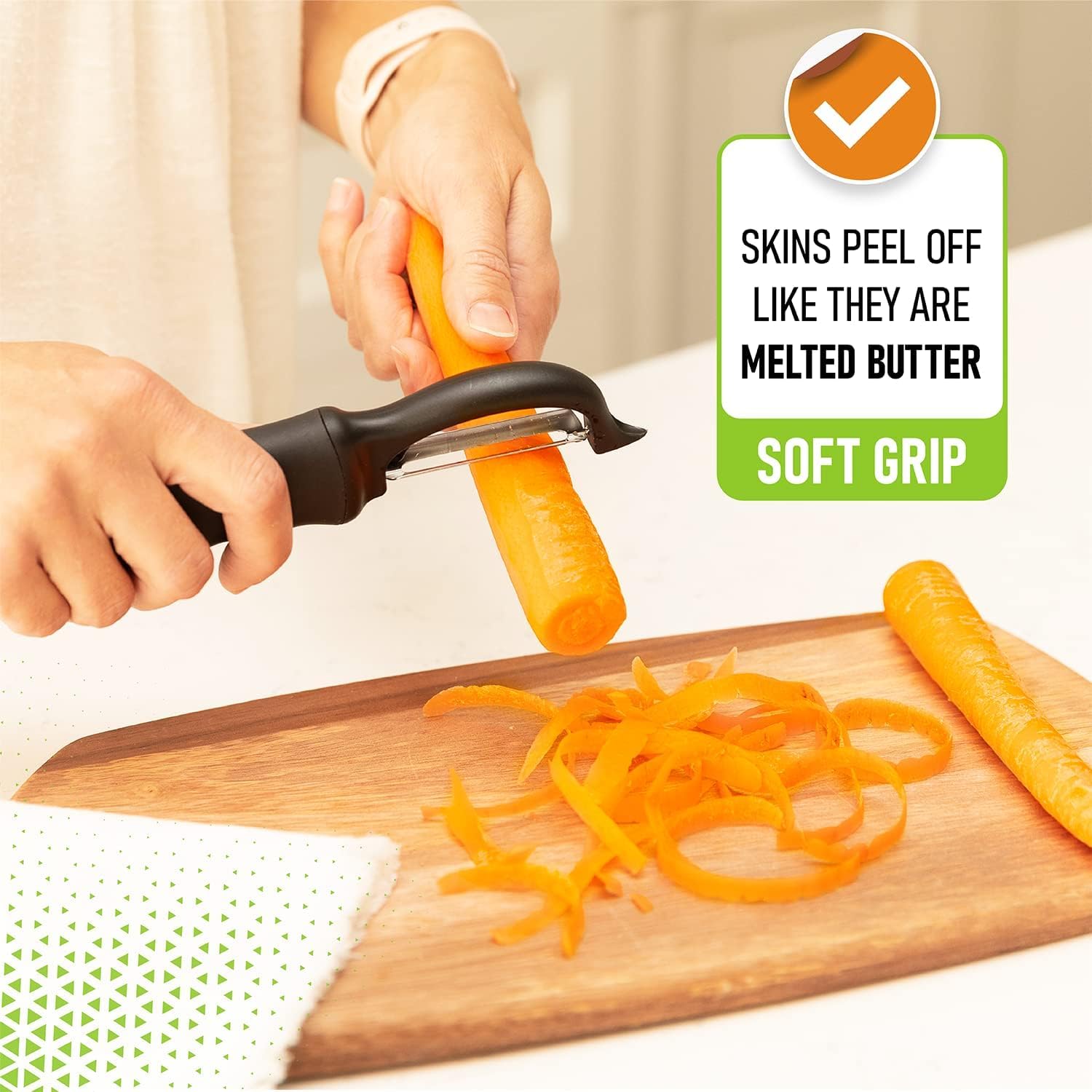 Premium Swivel Vegetable Peeler, Soft Grip Handle and Ultra Sharp Stainless Steel Blades - Perfect Kitchen Peeler For Veggie, Fruit, Potato, Carrot, Apple - Pink Lemonade (Black)