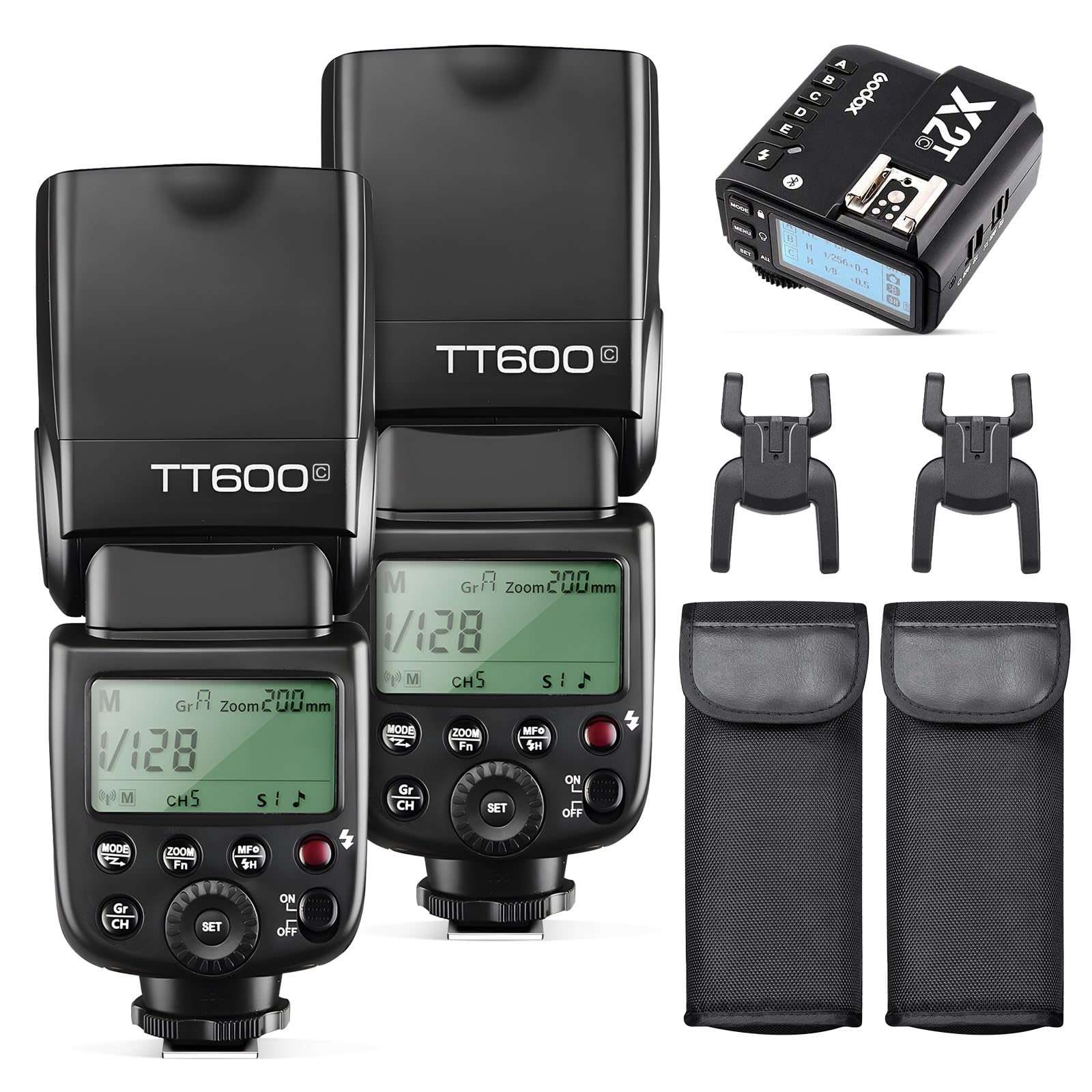 Godox 2X TT600 HSS 2.4G Wireless Master/Slaver Flash Speedlite & Receiver Godox X2T-C Remote Trigger Transmitter Kit Built-in godox X System Compatible for Canon Cameras