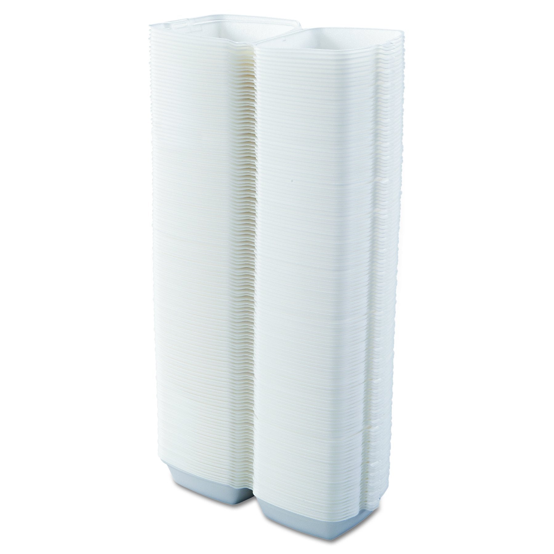 Dart 60HT1 6 in Lg Sandwich Foam Hinged Container (Case of 500), White,5.9" Length x 6" Width x 3" Height