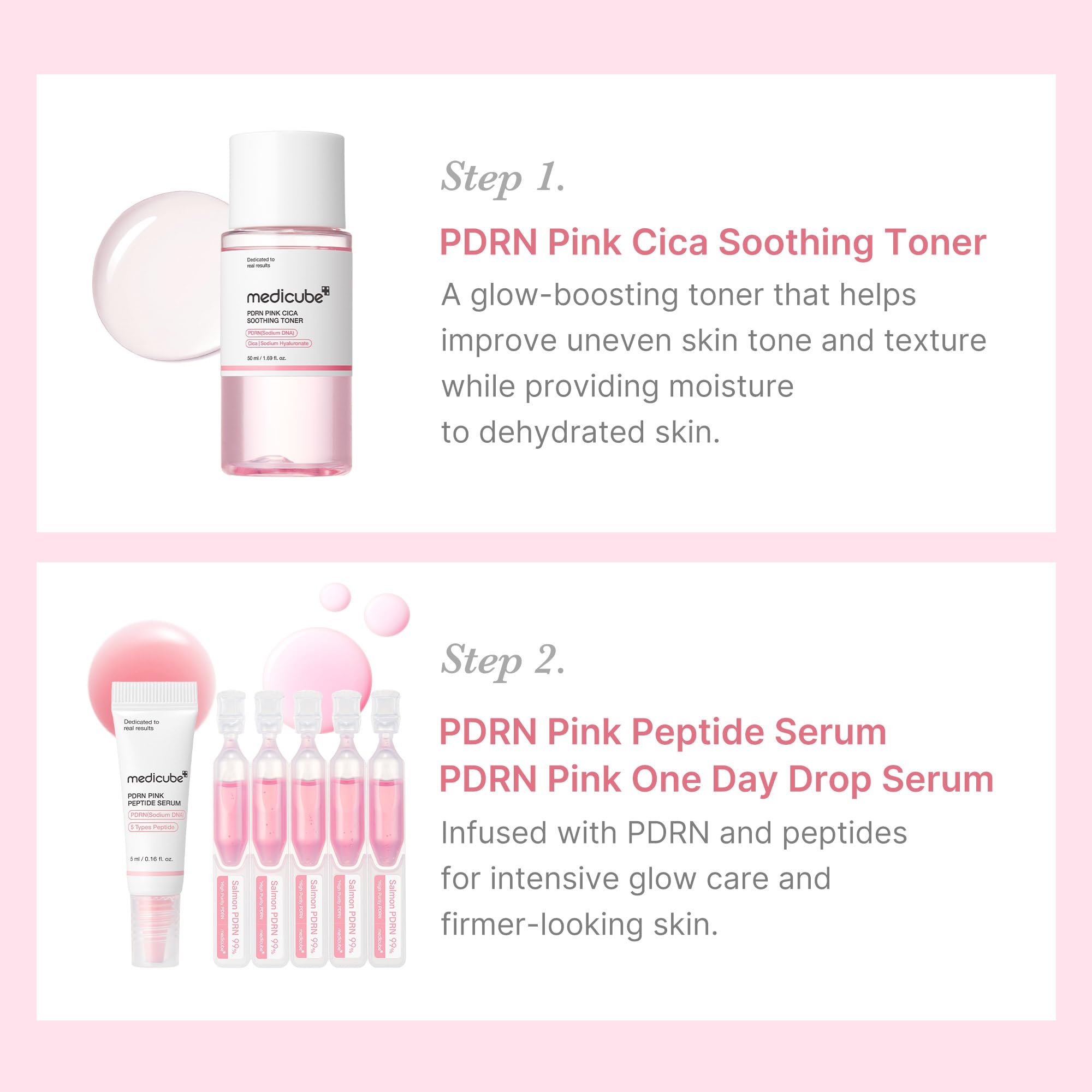 medicube Salmon DNA PDRN Trial Kit | Glass Glow Mini Skincare Set with Toner, Serum & Sheet Mask for Hydrating, Firming, Moisturizing |Gift & Travel Essentials for Women & Girls | Korean Skincare