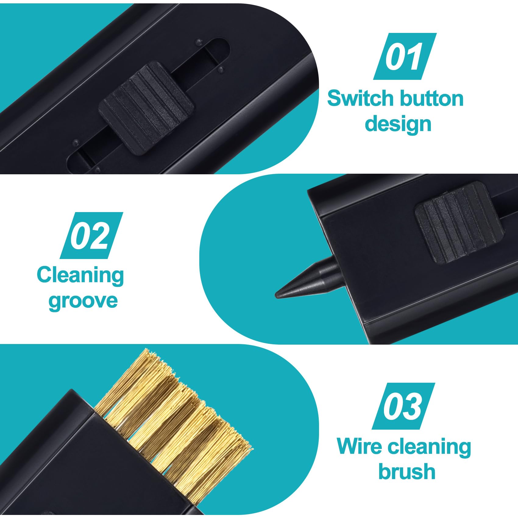 PAGOW 4 Pack Pocket Retractable Golf Club Cleaner Brush, Double Sided Golf Club Brush Groove Cleaner, Portable Golf Club Cleaning Wire Brush Tool, Must Have Golf Bag Accessories Golf Gifts (Black)