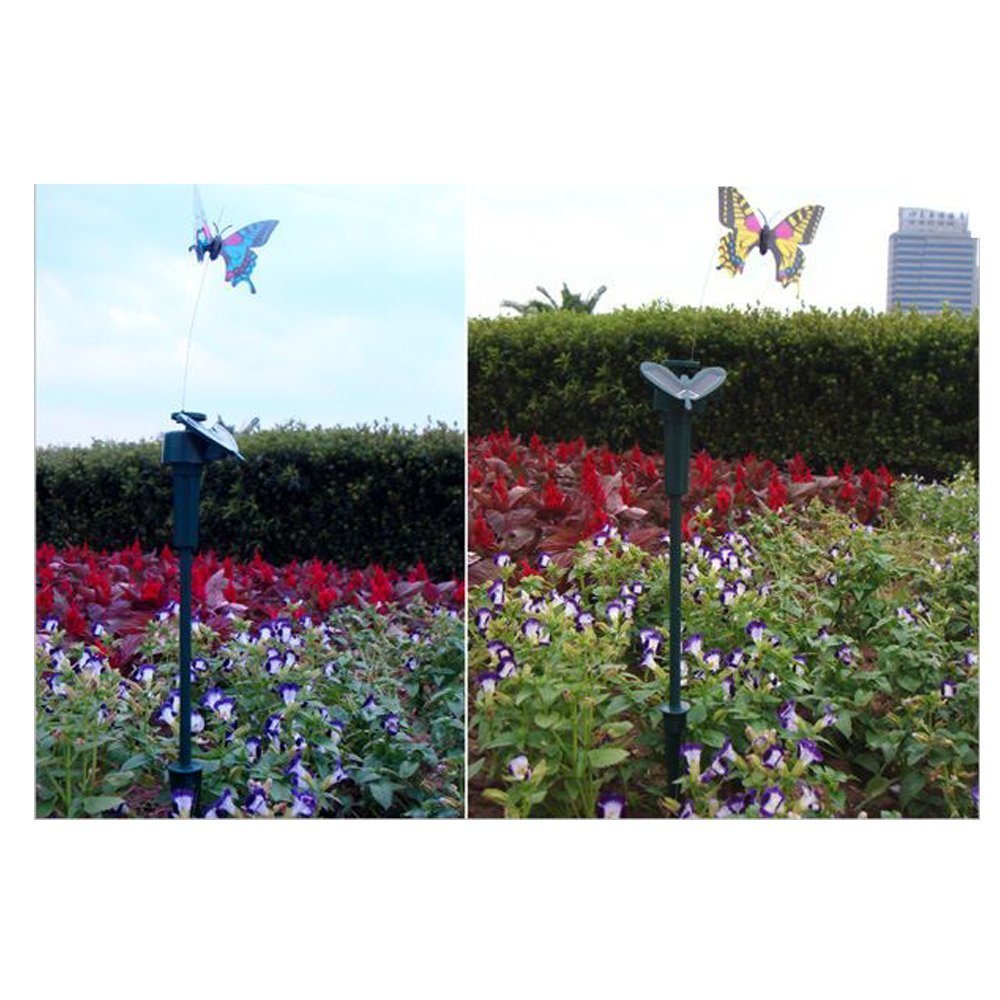 Vanki Solar Yard Stake Fluttering Insects Solar or Battery Powered 5 PCS Butterfly