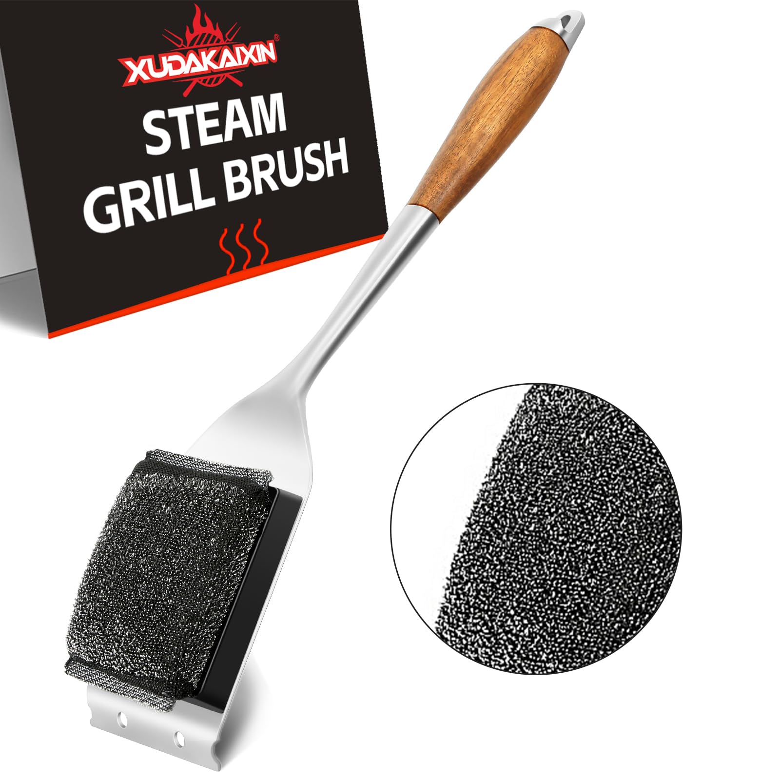 XUDAKAIXIN Grill Brush Bristle Free,Steam Grill Brush for Water Activated Design,Durable Scraper Tools,Replaceable Scraper Cleaning Head,Grill Cleaner for Outdoor Grill