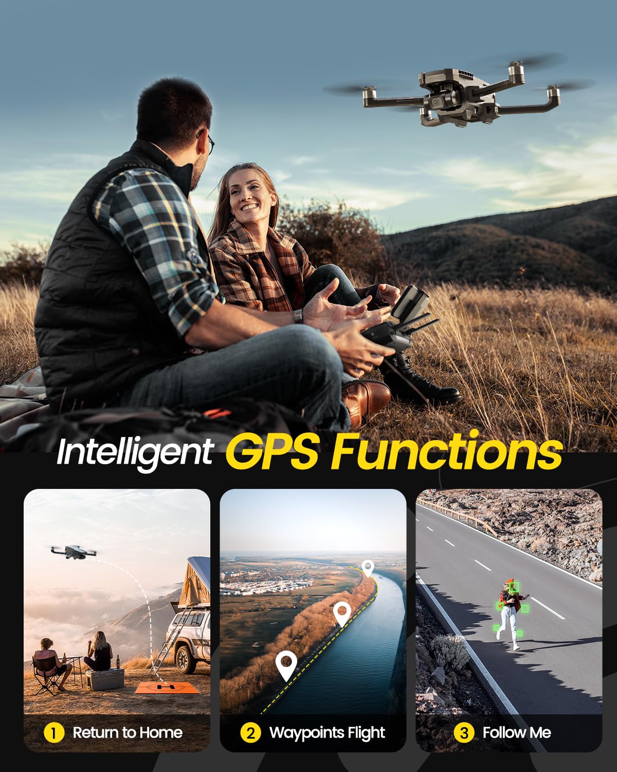Holy Stone HS720G GPS Drones with Camera for Adults 4K FAA, 2-Axis Gimbal, Built-in Remote ID, 120ยฐFOV, Brushless Motor, 5G WiFi Transmission, Smart Return Home, Professional FPV Drone for Beginner