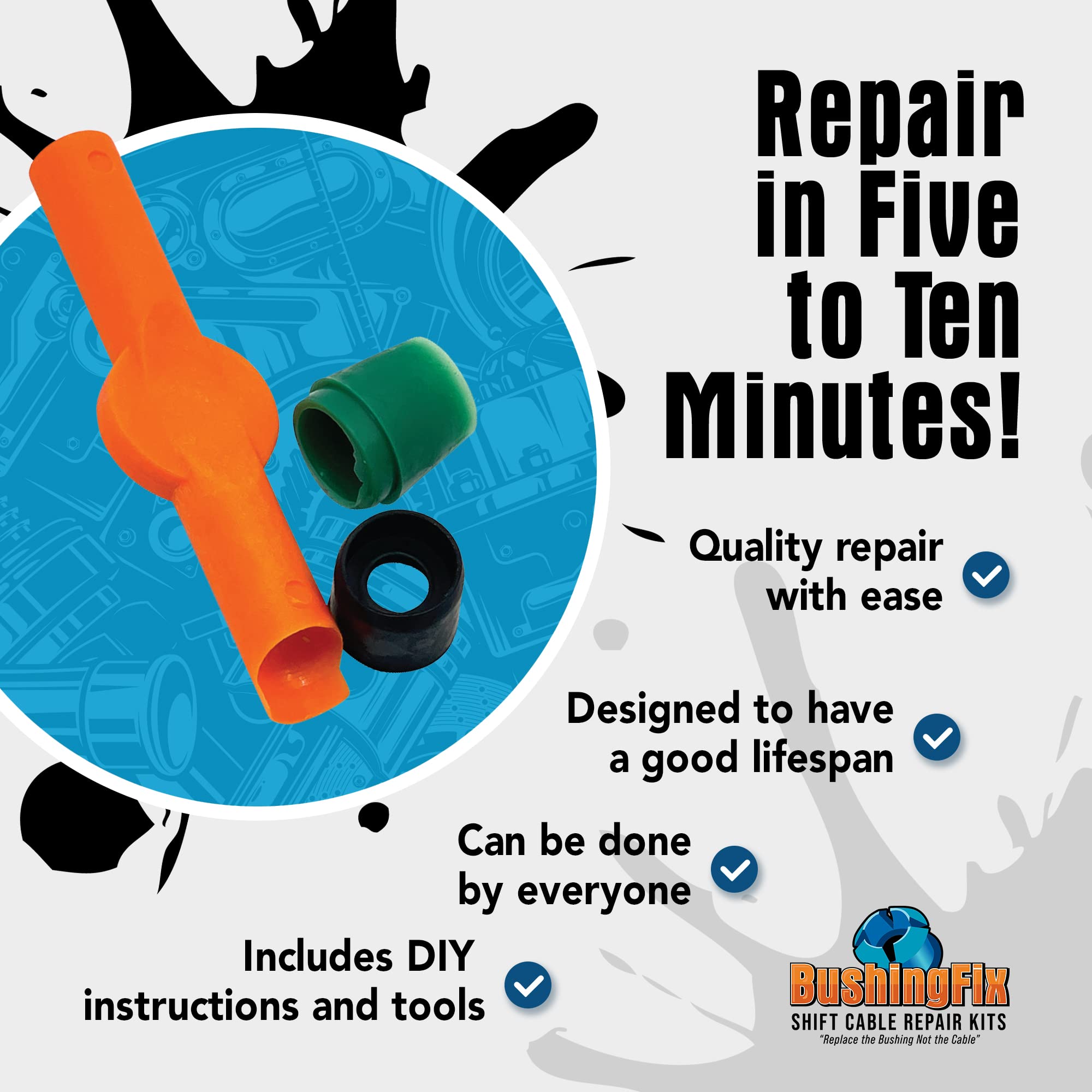 BushingFix Si2Kit - Automatic Transmission Shift Cable Bushing Repair Kit, Replacement Shifter Cable Bushing, Quality Transmission Repair Kit, Compatible with Chevrolet, Ford, Jeep, and Other Brands