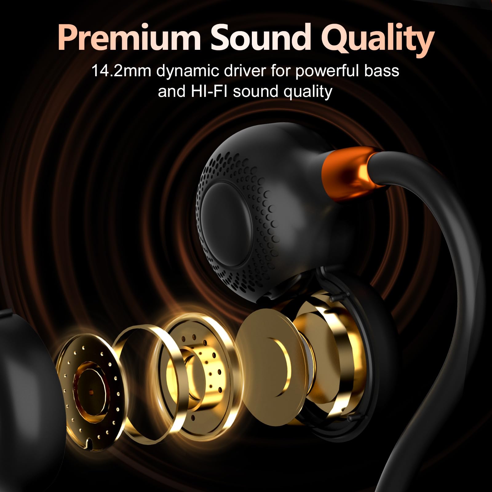Ortizan Open Ear Headphones, Bluetooth 5.3 Wireless Air Conduction Headphones Sport Earbuds, Premium Sound, IPX6 Waterproof, Clear Call, 19g Lightweight Earphones for Running Cycling Workouts