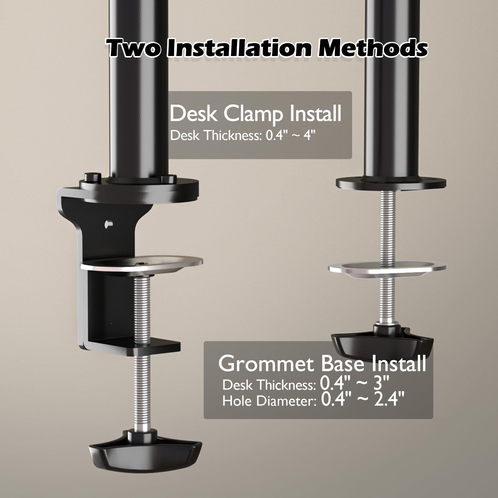 BONTEC Dual Monitor Mount for 13-32 Inch LCD LED PC Screens, Double Monitor Stand for Desks, Height Adjustable Dual Monitor Arm with Tilt ยฑ45ยฐ/ Swivel 180ยฐ/ Rotate 360ยฐ/ VESA 75/100mm