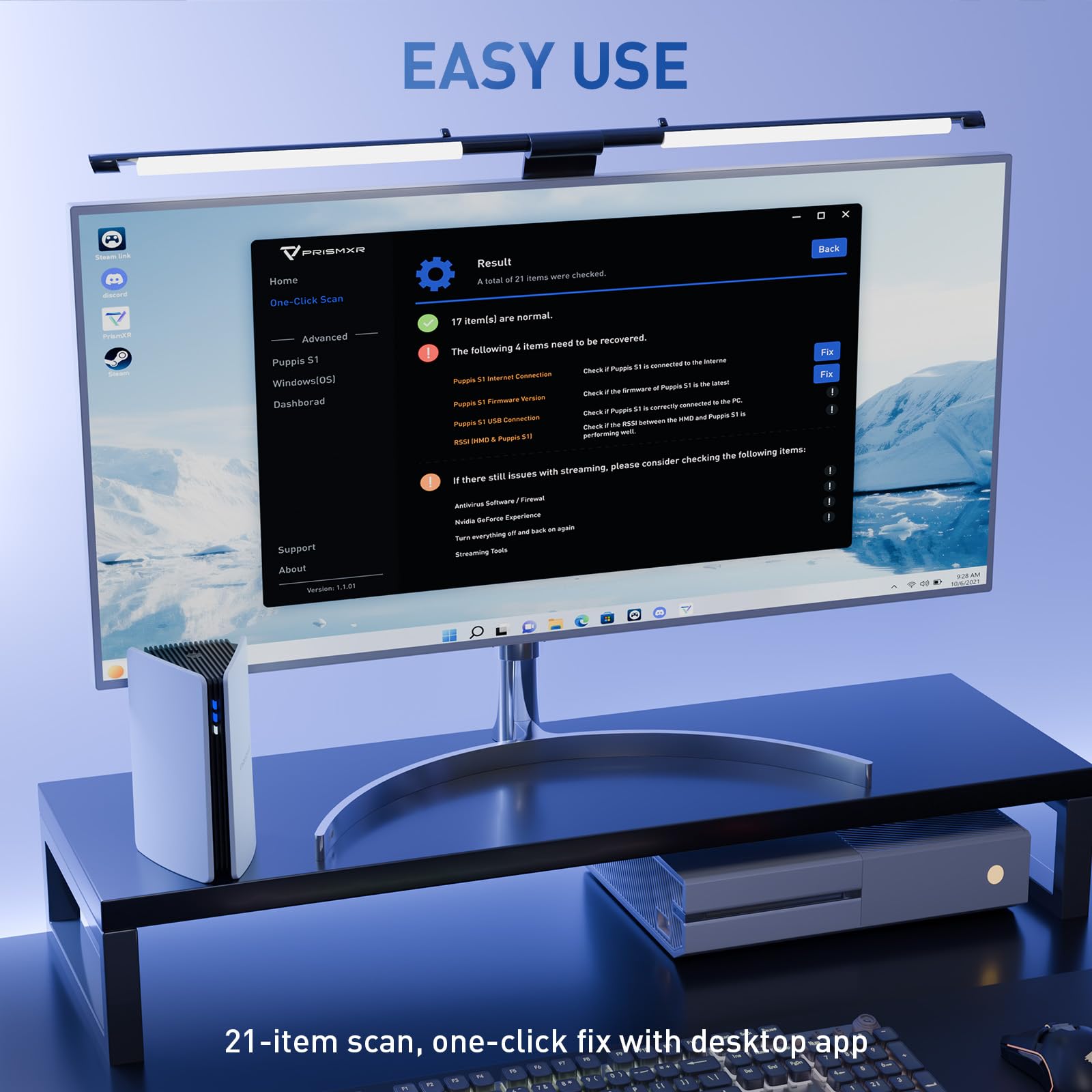 PRISMXR PC-VR Streaming Air Link Bridge Compatible with Meta Quest 3/Quest 3S/Quest 2 AX3000 WiFi6 Router, Quest Pro and Pico 4/Ultra, Replace Oculus Link Cable, Wireless Stable and Fast (Puppis S1)