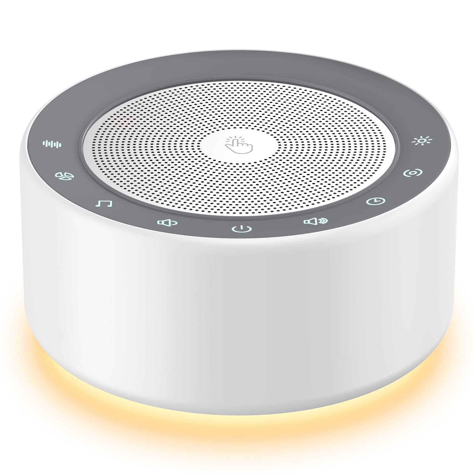 Kipcush White Noise Sound Machine with Nursery Lamp, Mood Lighting, 7 Colour Night Light, 30 Soothing Sounds for Baby/Adult. Timer, Plug in, Memory Function, Touch Control