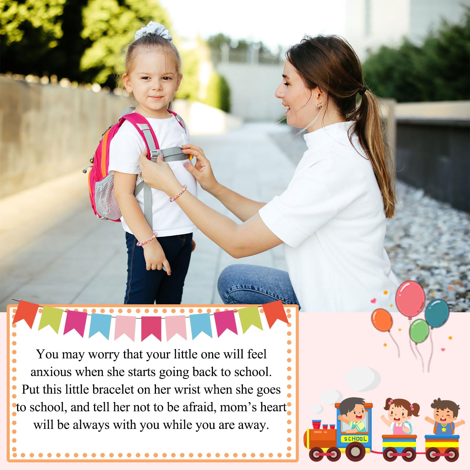 UPROMI First Day of Kindergarten Bracelet Gift, Back to School Bracelet Mommy and Me, First Day of School Bracelet Mom Mother Daughter Back to School Stuff Gifts for Kids