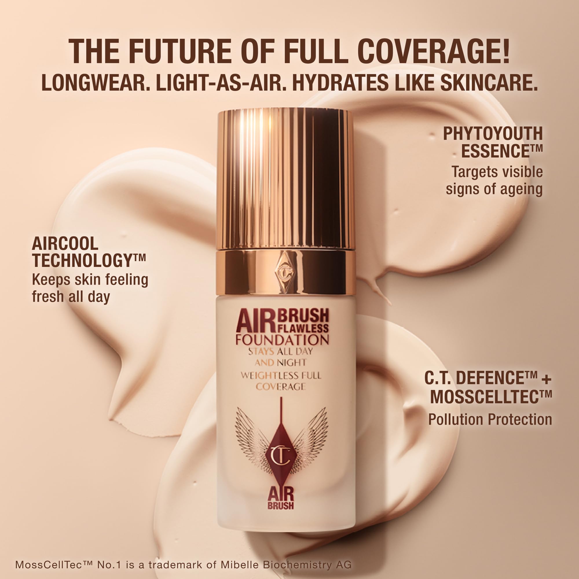 Charlotte Tilbury Airbrush Flawless Matte Foundation - Full Coverage Liquid Makeup with a Natural-Matte Finish - Smoothes & Blurs Pores - Waterproof & Transfer Resistant - 3 Neutral
