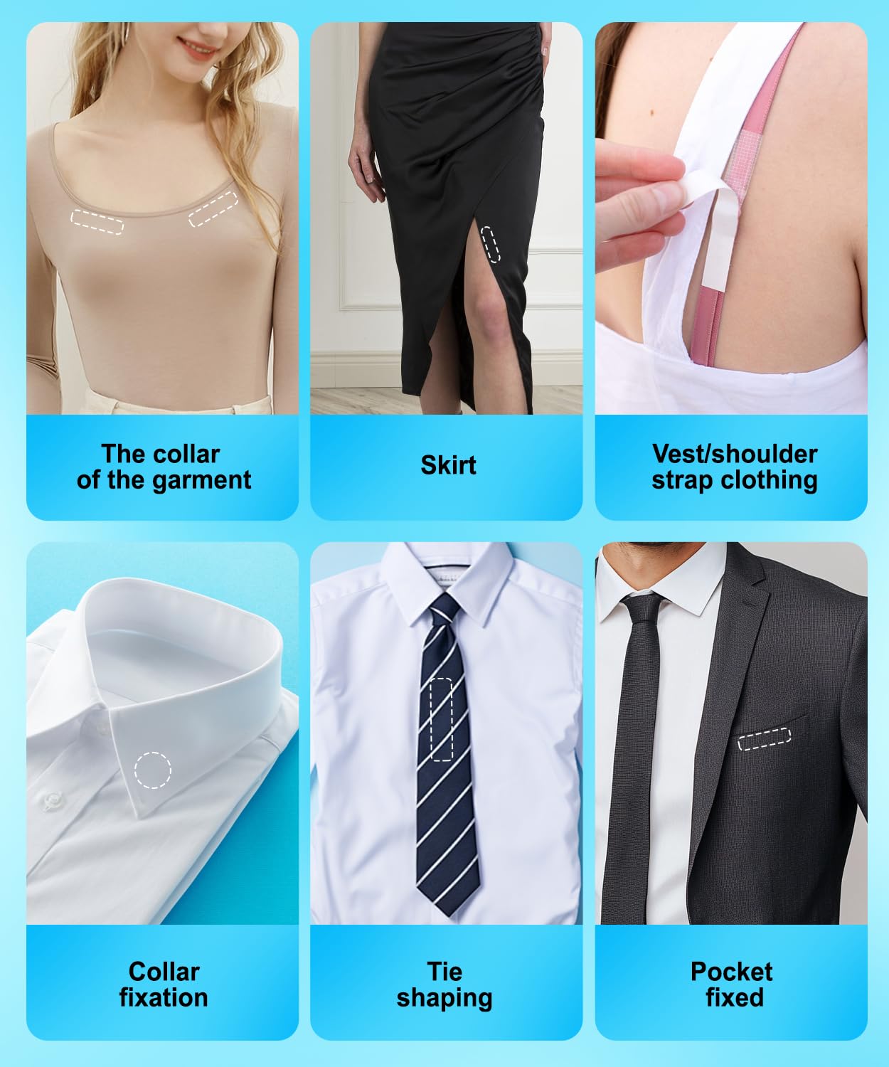 PHIXBEAR Double Sided Fabric Tape, 160Pcs Pre-Cutting Hem Tape No Sew No Iron, Fabric Adhesive for Fashion Dress, Cloth, Curtains, High Adhesive Sticky but Removable and Residue Free