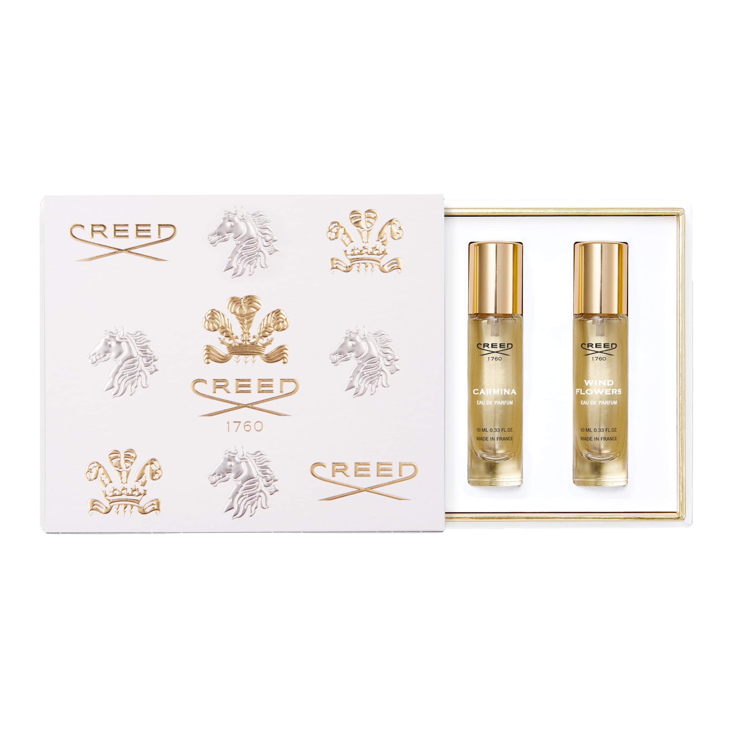 House of Creed Women's Holiday Gift Coffret Set, Features 3 Signature Perfume Scents of Aventus for Her, Carmina, and Wind Flowers, 3 x 10ml