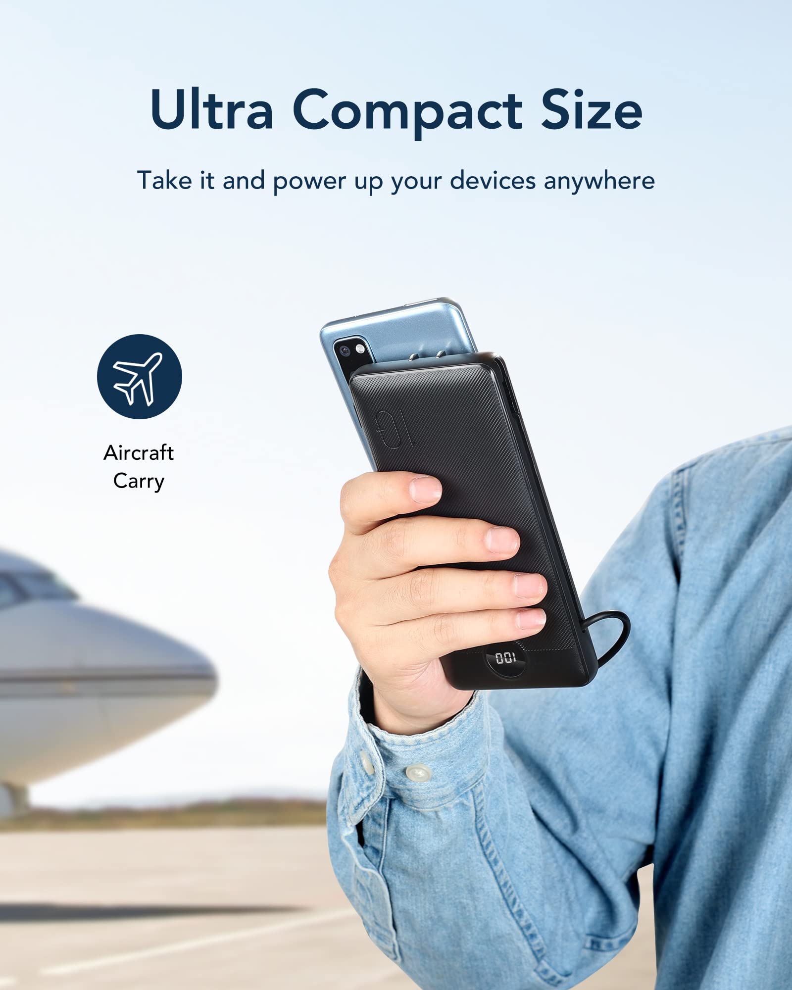 VEGER Portable Charger for iPhone Built in Cables and Wall Plug, 10000mah Slim Fast Charging USB C Power Bank, Travel Essential Battery Pack Compatible with iPhones, iPad, Samsung, and More(Black)