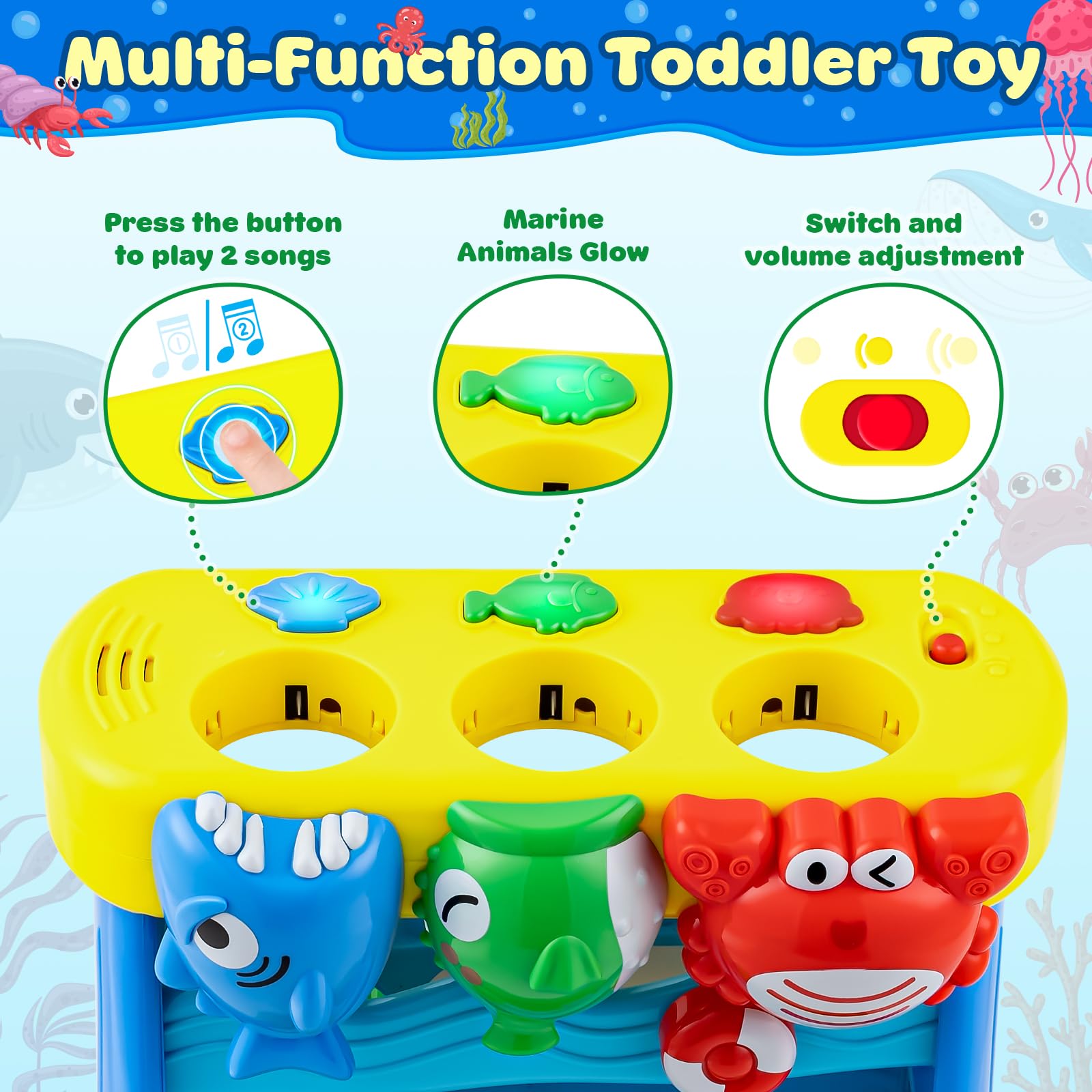 V-Opitos Musical Toys for 1, 2 Years Old Boys & Girls, Feeding Interactive Toys Gifts for Baby 6-12, 12-18 Months, Montessori Education Toys, Perfect Toddler Christmas Birthday Gifts