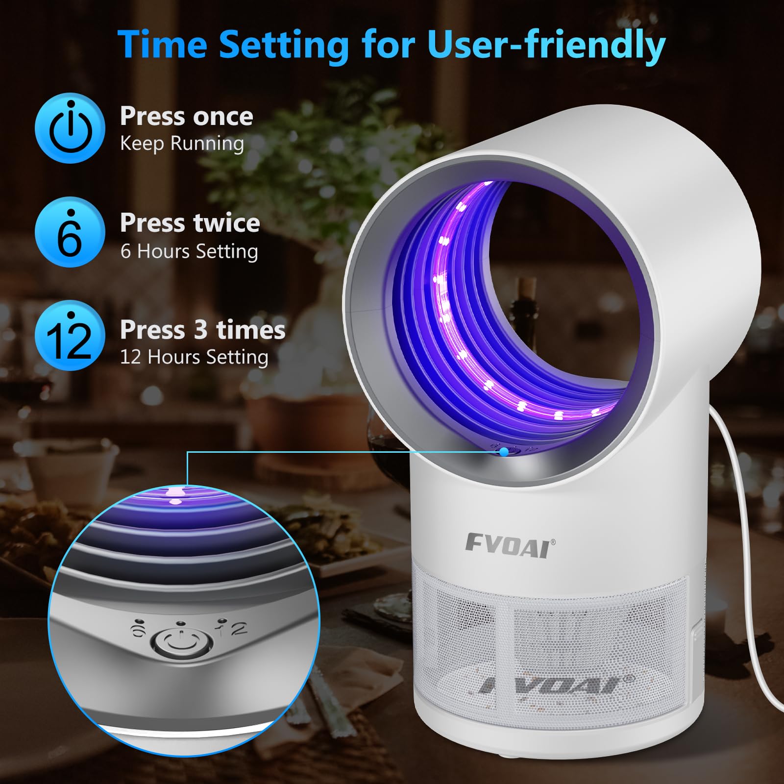 Fruit Fly Trap for Indoors, Fly Traps Indoor for Home Bug Zapper Indoor Insect Trap with Suction, Time Setting, Bug Light & 10 Pcs Sticky Glue Boards (White)
