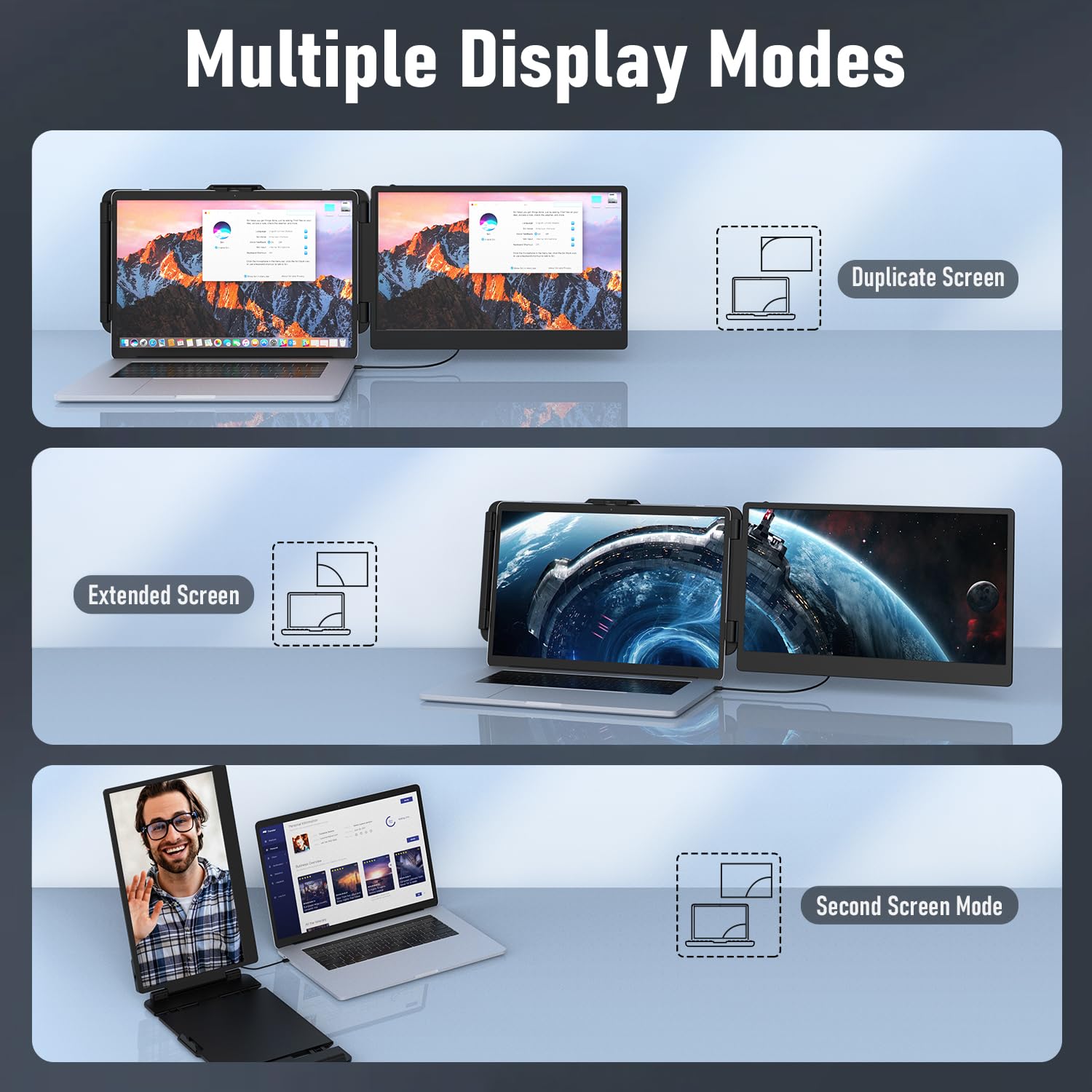 14.2" Laptop Screen Extender, 1080P FHD IPS Laptop Monitor Extender Dual Screen USB C HDMI, Plug-Play Portable Monitor for Laptops for 13"-17.3" Laptops, Compatible for Mac/Wins/Android/Switch
