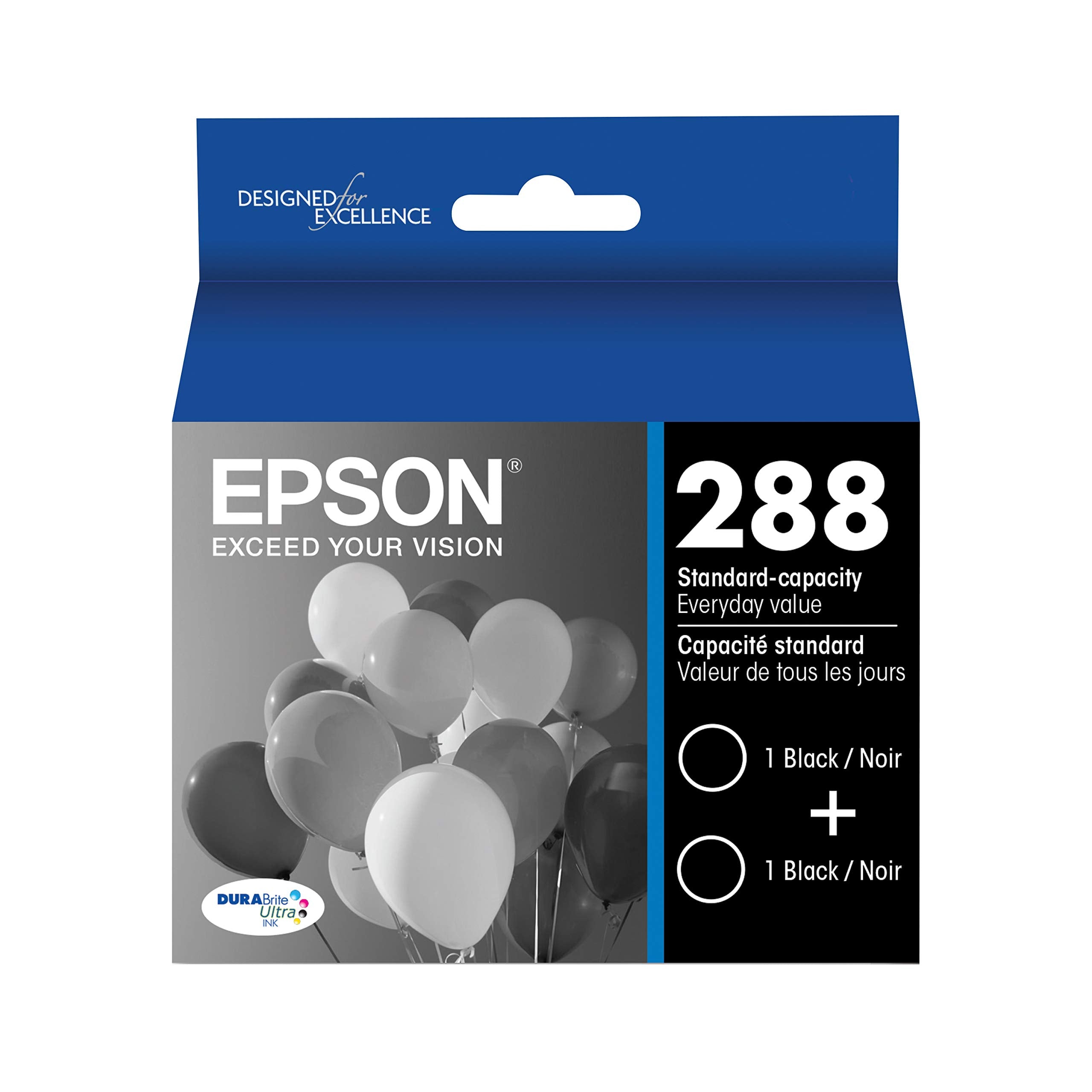 EPSON 288 DURABrite Ultra Ink Standard Capacity Black Dual Cartridge Pack (T288120-D2) Works with Expression XP-330, XP-430, XP-434, XP-340, XP-440, XP-446