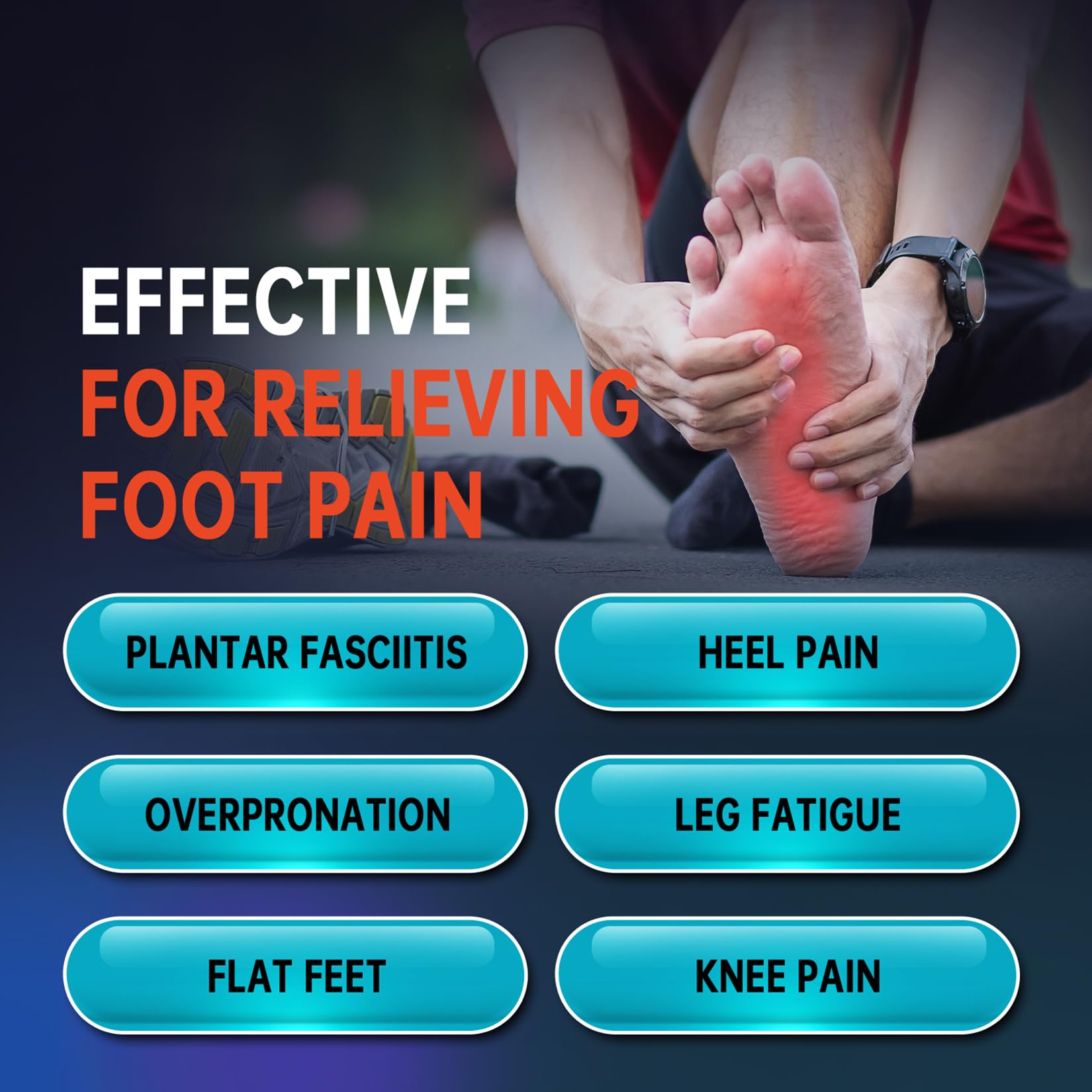 PCSsole Plantar Fasciitis Insoles Men Women- 220+lbs Heavy Duty High Arch Support Inserts with Comfort Cushion Orthotic Pain Relief Insoles for Flat Feet - Arch Pain - Heel Pain -Work Boot Shoe Insole