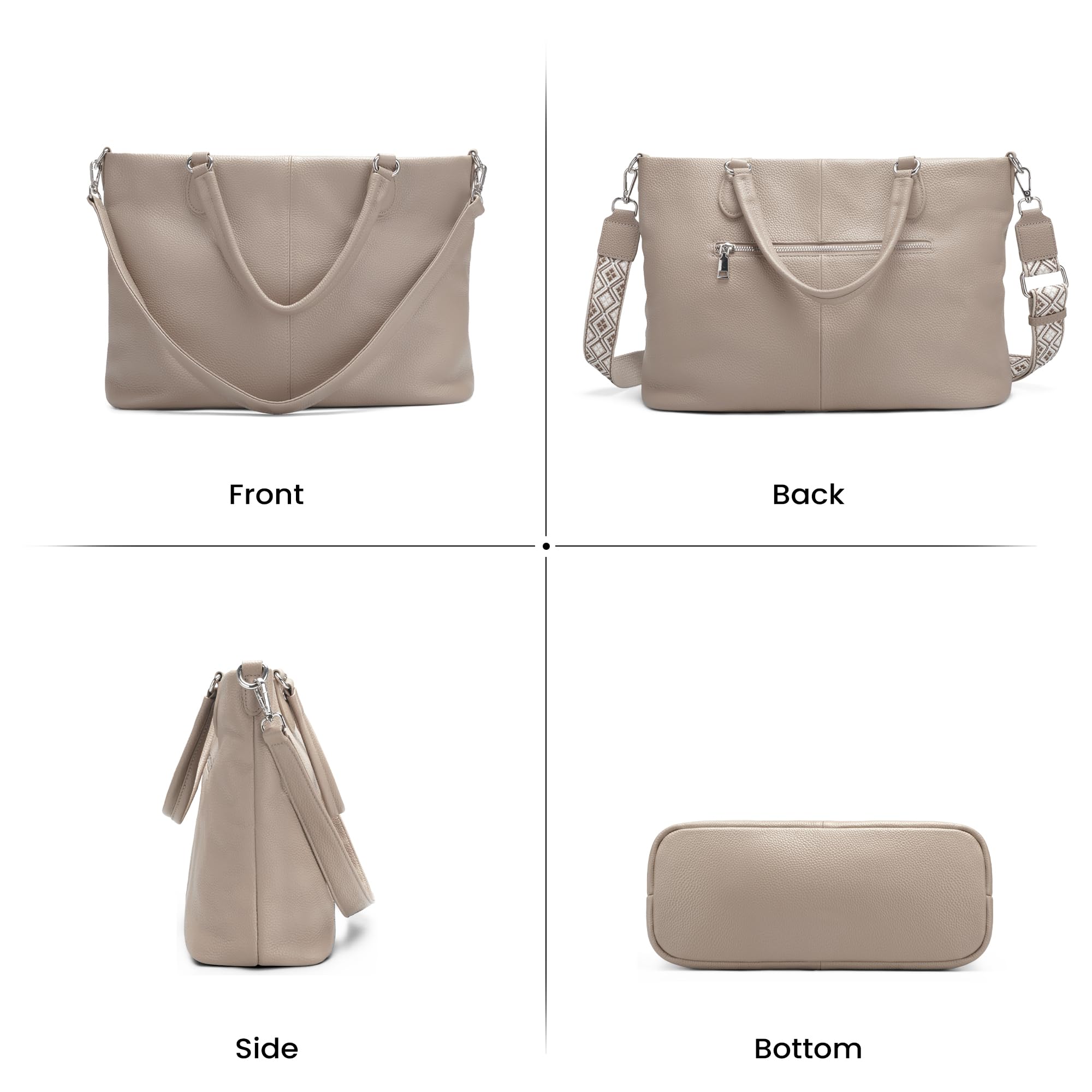 befen Genuine Leather Tote Bag for Women Shoulder Totes Crossbody Bags Purses Handbags with Top Handles Satchel Purse for Daily and Travel Taupe