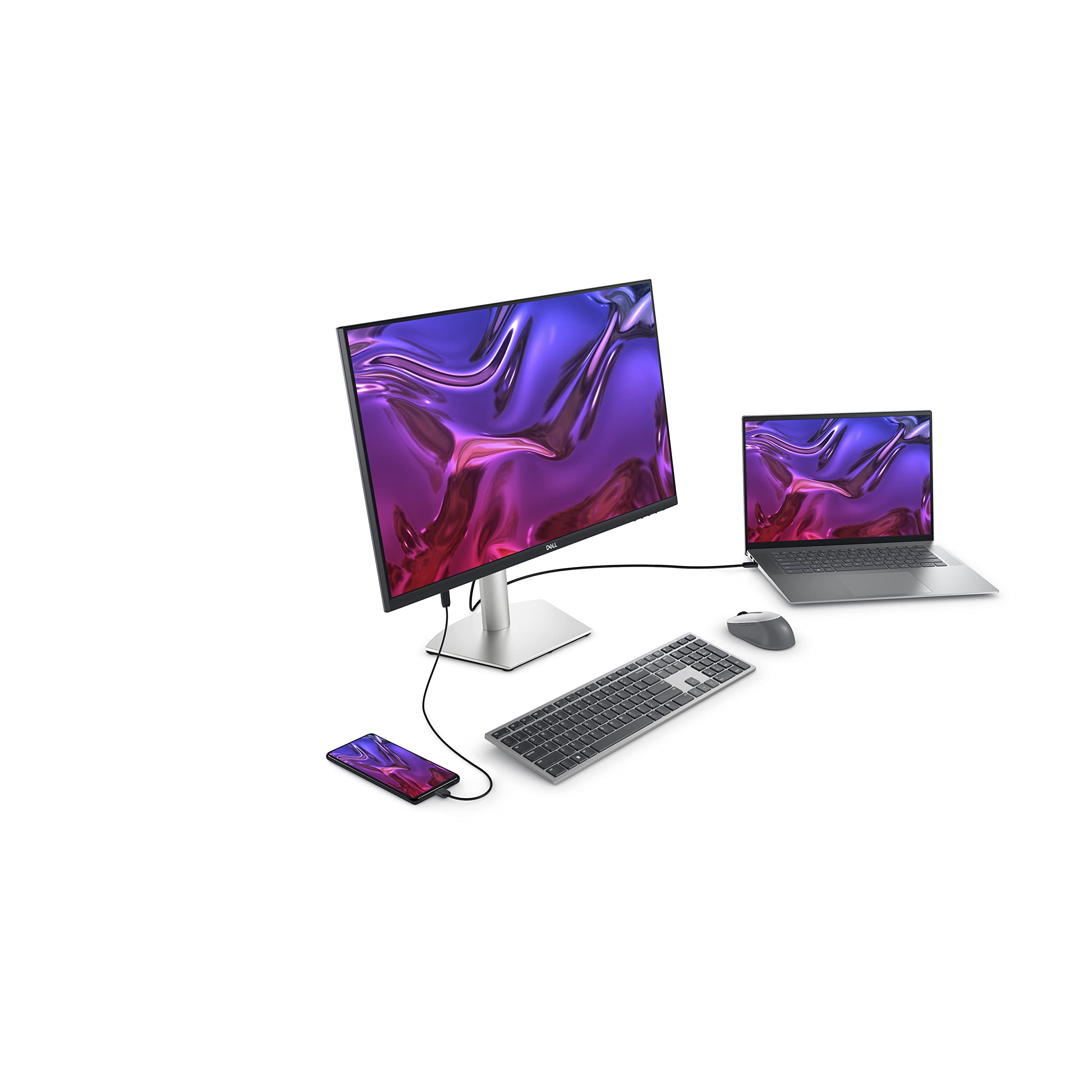 Dell 27-inch USB-C Monitor - Full HD (1920 x 1080 Display, 75Hz Refresh Rate, 4MS Grey-to-Grey Response Time (Extreme Mode), Dual 3W Built-in Speakers, HDMI, IPS, AMD FreeSync, Silver - S2723HC