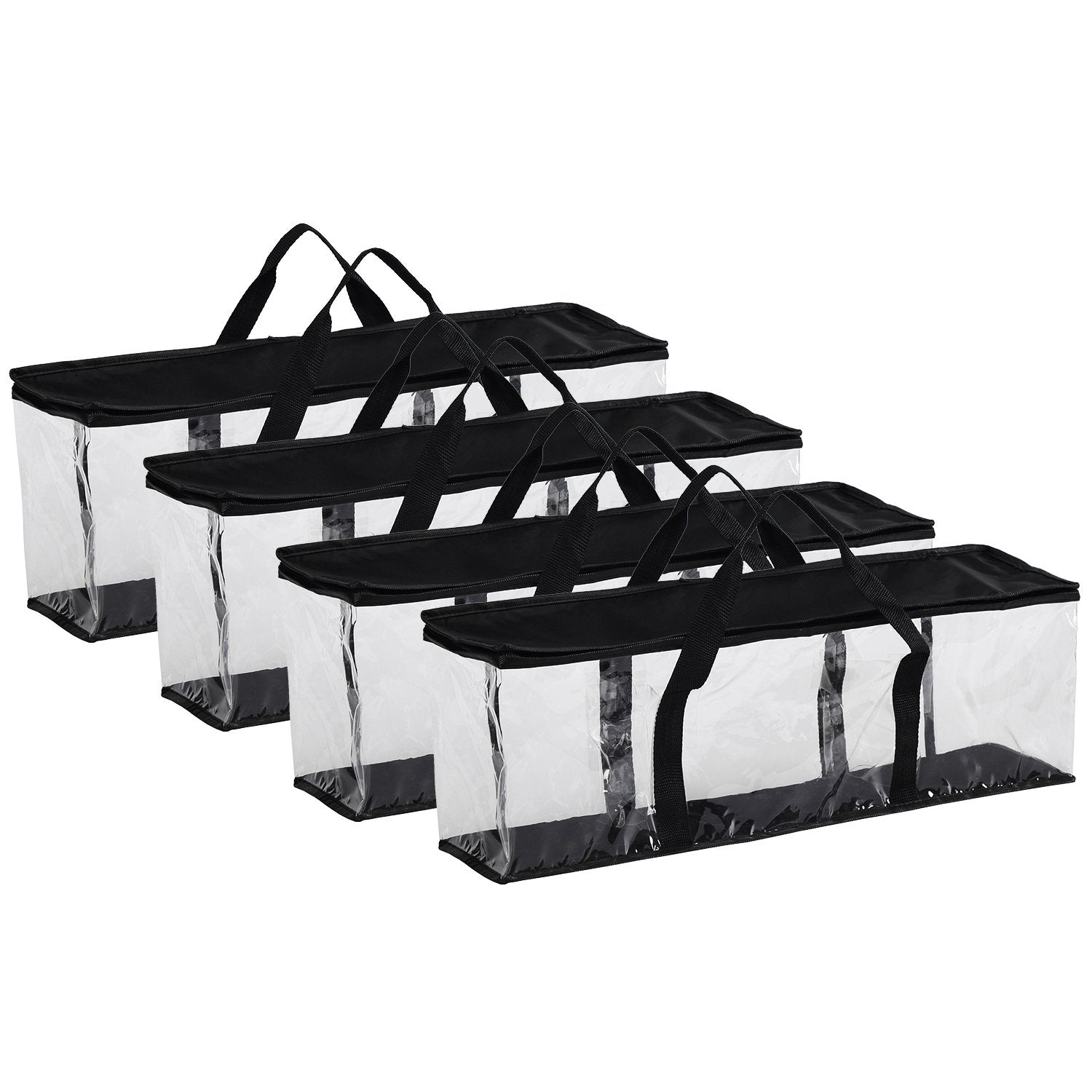 Fasmov Set of 4 DVD Storage Bags Hold up to 160 DVDs (40 Each Bag), Water Resistant DVD Holder Case with Handles, Transparent PVC Media Storage for DVDs, CDs, Video Games, Books