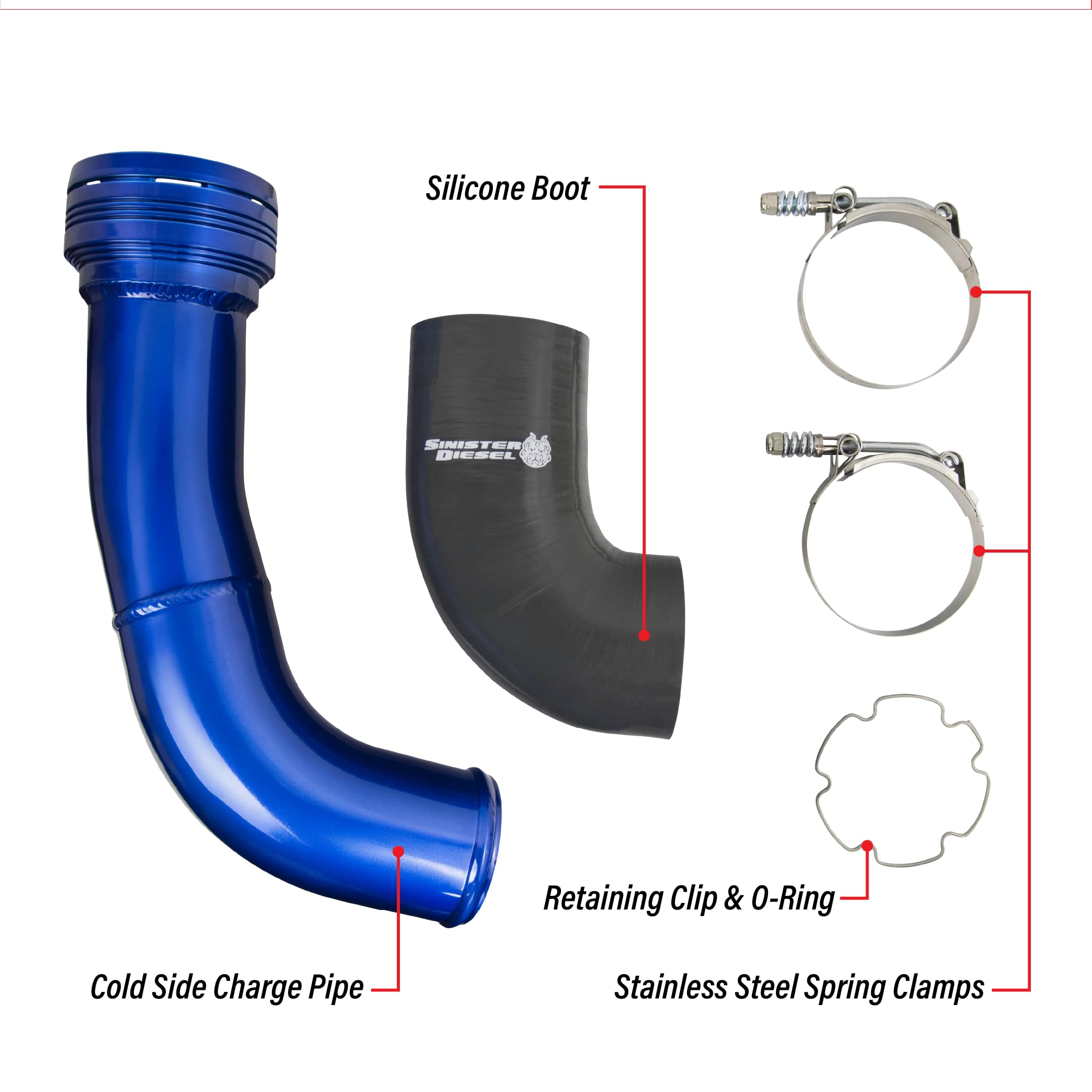 Sinister Diesel Cold Side Charge Pipe for 2017+ Ford Powerstroke 6.7L | Aluminum Intercooler Pipe Upgrade | Improved Airflow, Durability & Performance | 50 State Legal | SD-CSCP-6.7-17
