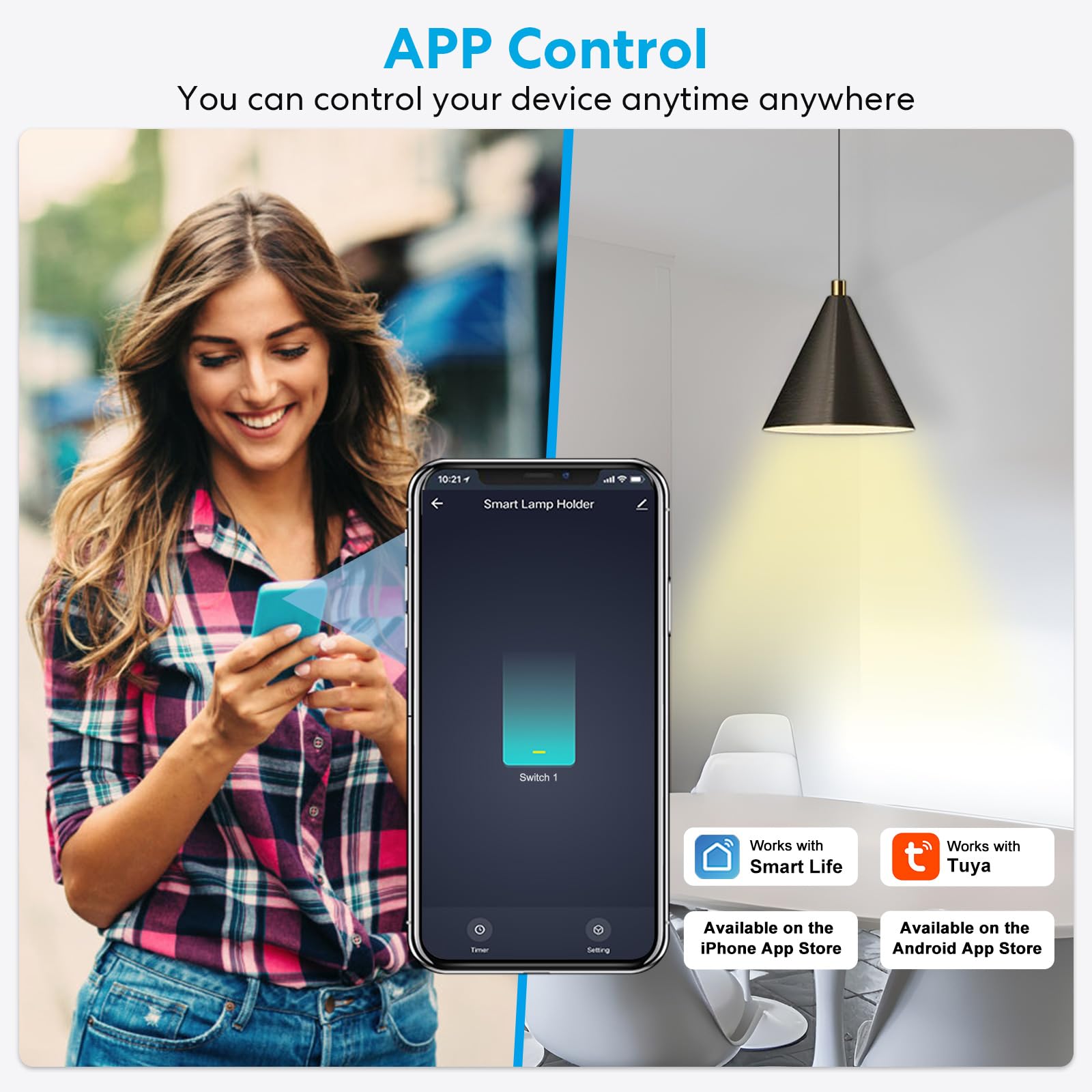 LoraTap Smart WiFi Bulb Socket E26 2 Pack Wi-Fi LED Light Bulb Timer Lamp Holder Adapter, Voice Control with Amazon Alexa and Google Home, Smart Life App Control from Anywhere by Phone, 30W Max.