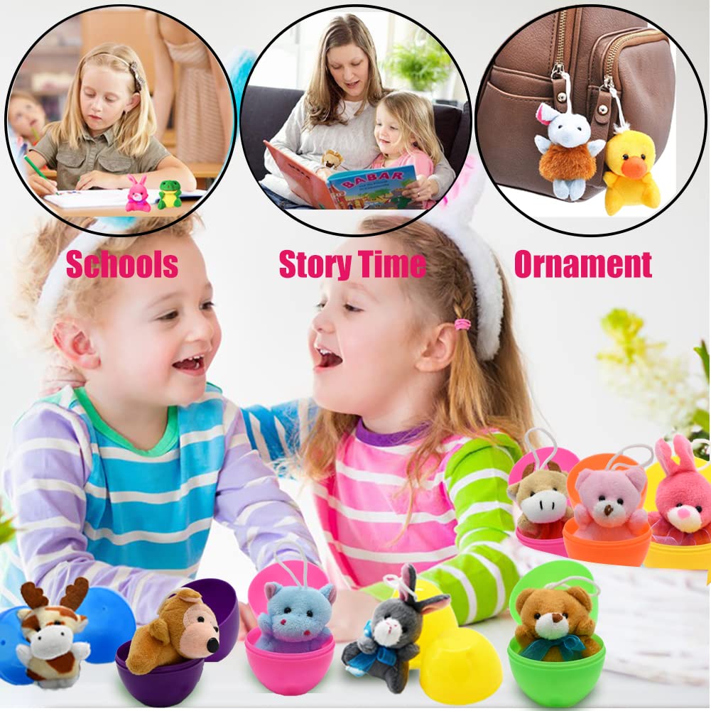 CAMIRUS 12PCS Mini Animal Plush Toy Set, Cute Small Plush Stuffed Animals Keychain for Kids Birthday, Easter Basket Stuffers Fillers, Themed Partie