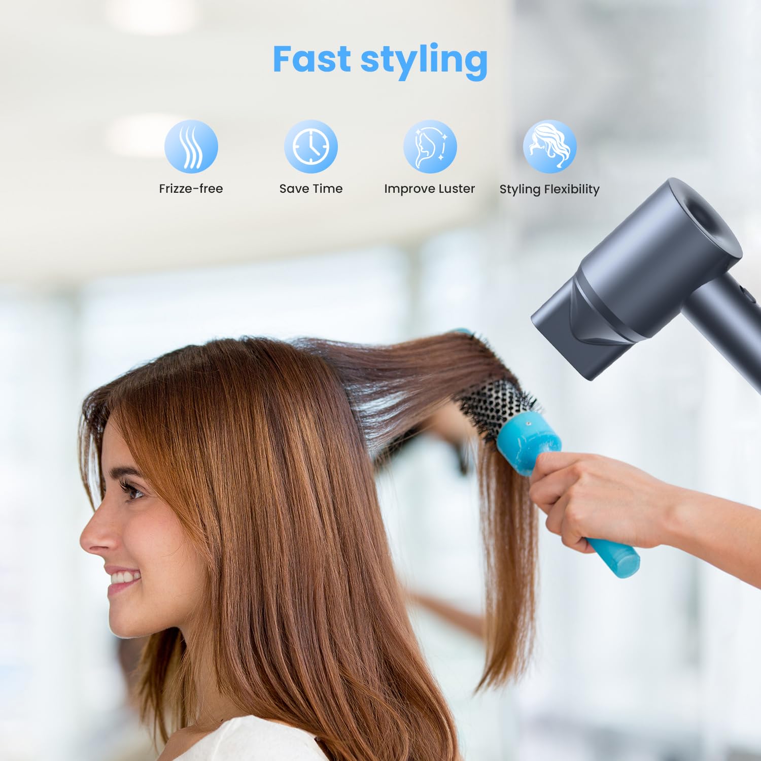 Attachment Concentrator Air Nozzle Replacement, Magnetic Smoothing Nozzle Tools Attachment for LAMPICK Hair Dryer, Blow Styling Tools Accessories for Salon and Home Use(Upgraded)