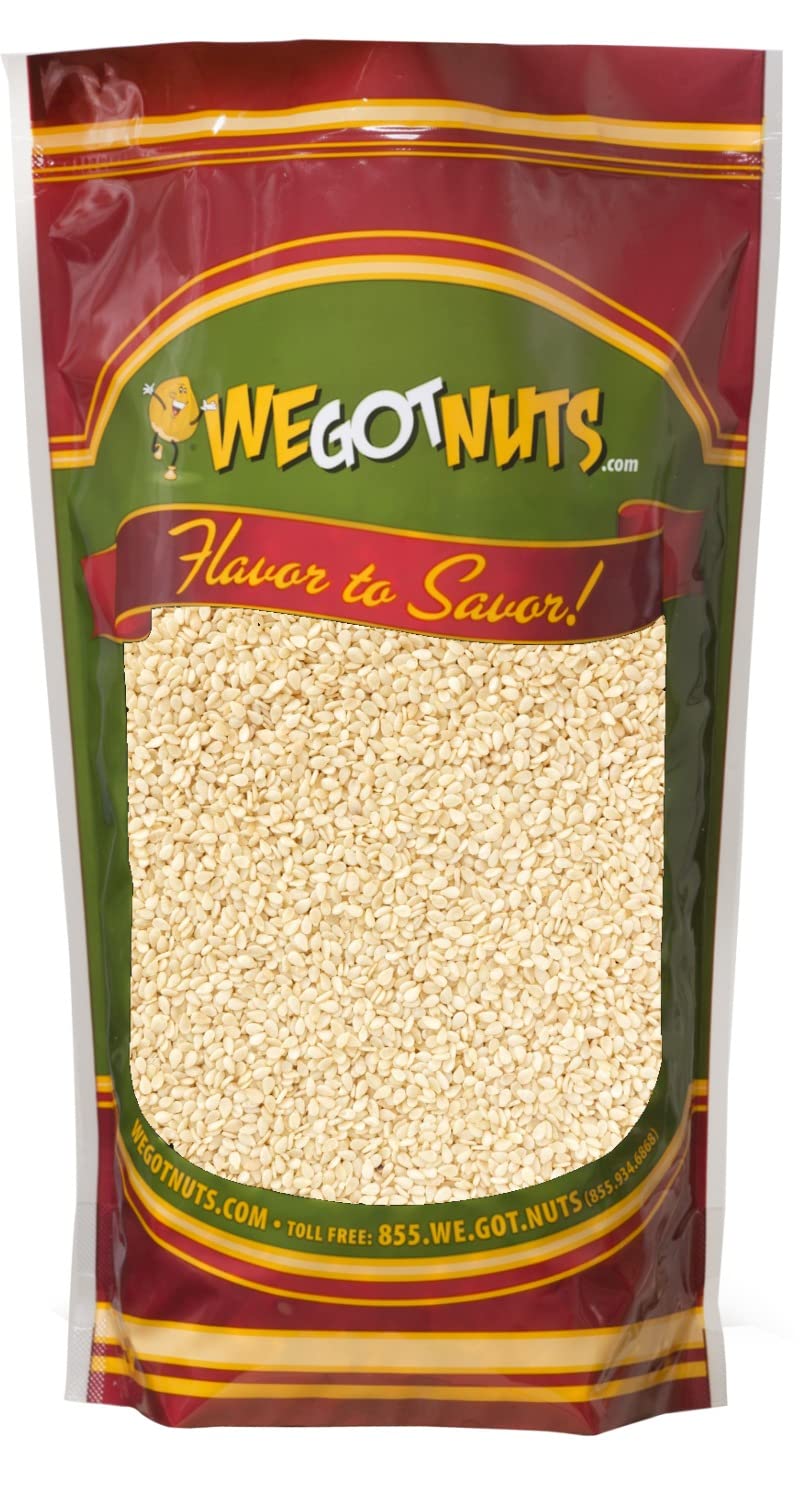 We Got Nuts White Hulled Sesame Seeds 5 Lbs (80oz) Bag | No Preservatives Added, Non-GMO, 100% Natural With No Shell | For Baking, Salad Toppings, Cereal, Roasting