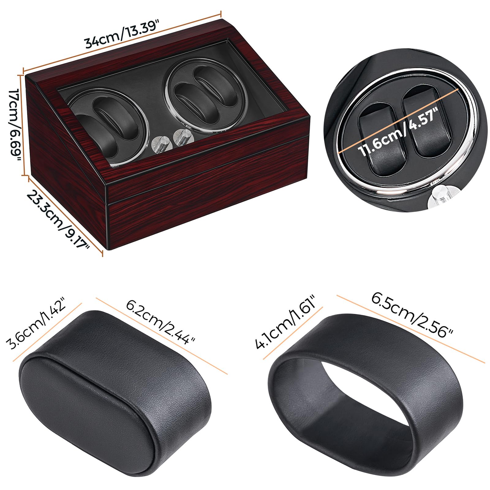 ANWBROAD Watch Winder for Automatic Watches 4 Watch Rotator and 6 Extra Storages with Super Quiet Mabuchi Motor LED Backlight Watch Turner Piano Paint Watch Shaker 5 Rotating Modes Gift USB UJWW002Y