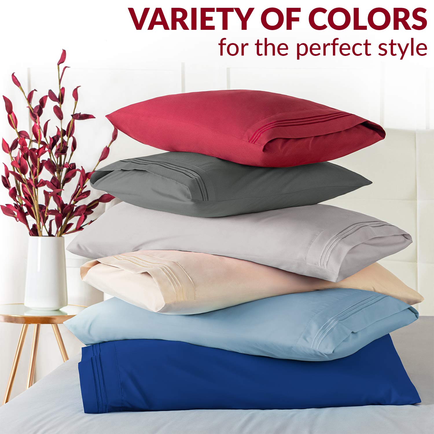 Mellanni Pillow Cases Set - 4 PC Iconic Collection Pillowcases - Hotel Luxury, Extra Soft, Cooling Pillow Covers - Wrinkle, Fade, Stain Resistant (Standard/Queen 20" x 30", White)