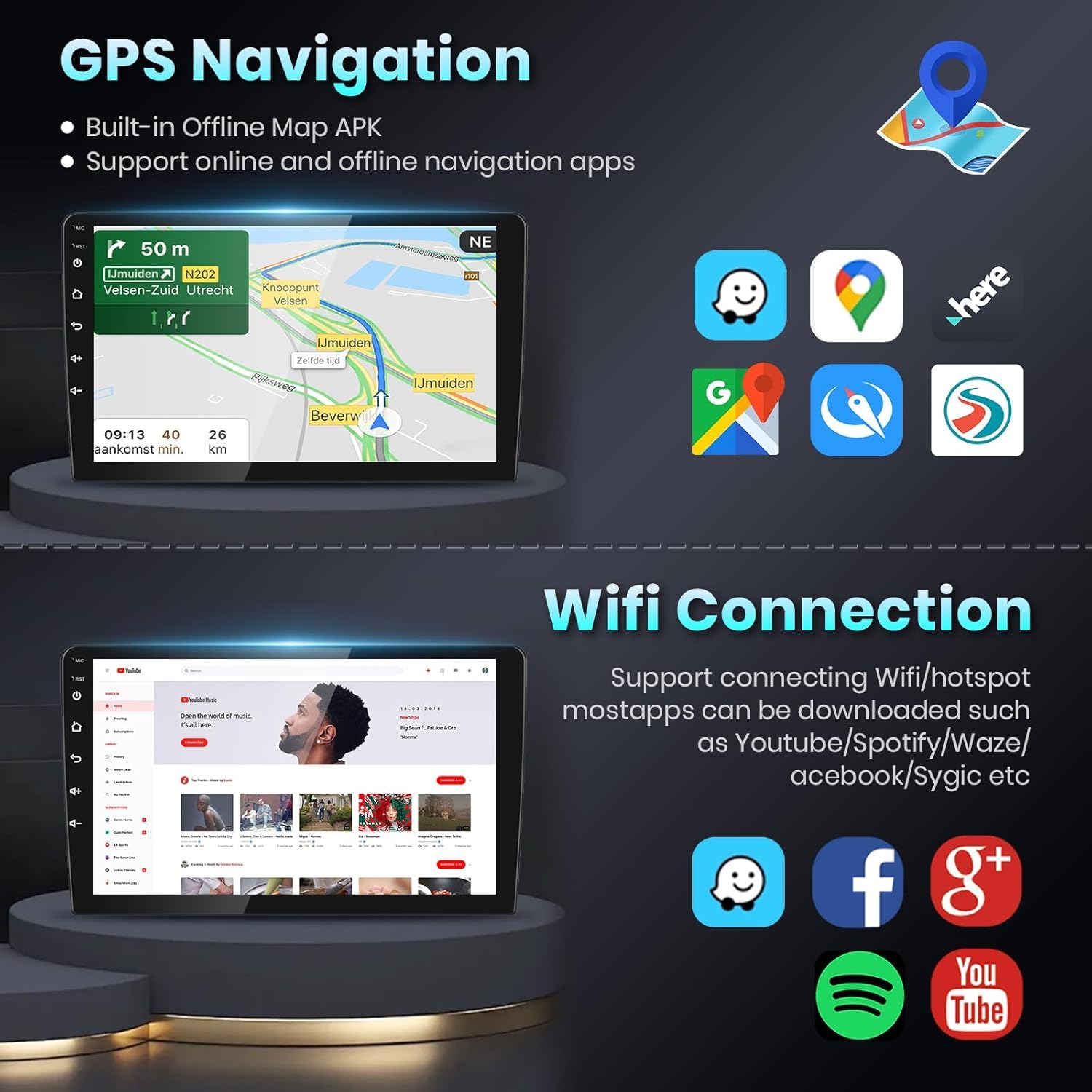 Podofo Radio for Honda Civic 2006 2007 2008 2009 2010 2011 Car Stereo with Wireless CarPlay Android Auto,10.1 Inch 1080P Touch Screen【Built-in DSP EQ GPS Chip】 Bluetooth RDS FM WiFi Camera 2G+32G