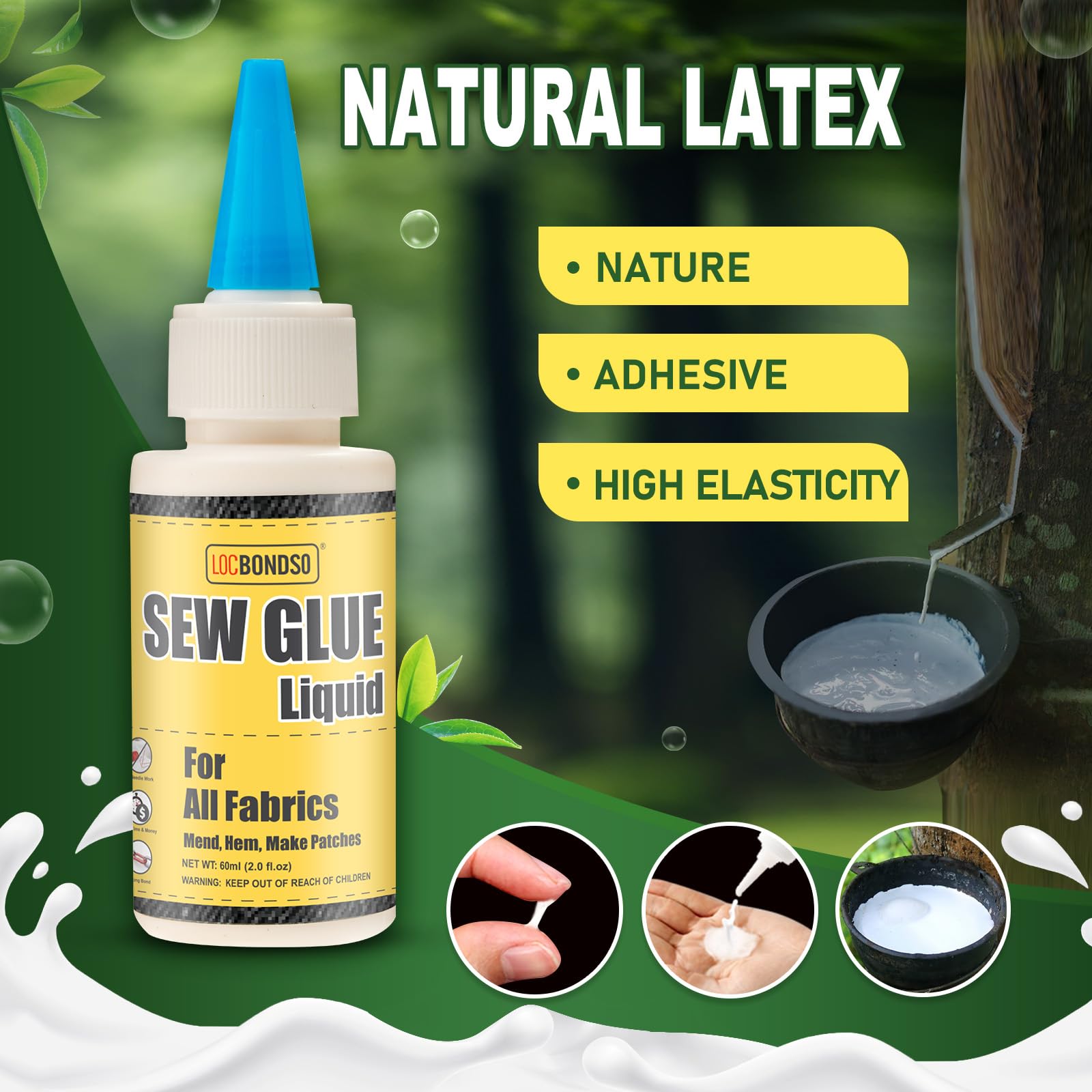 LOCBONDSO 180 ml Fabric Glue, Fabric Glue for Clothing Permanent Washable, Fabric Adhesive Clear Waterproof for All Fabrics, Crafts, Patches, Sofa, Cotton, Nylon, Wool, Denim, Leather