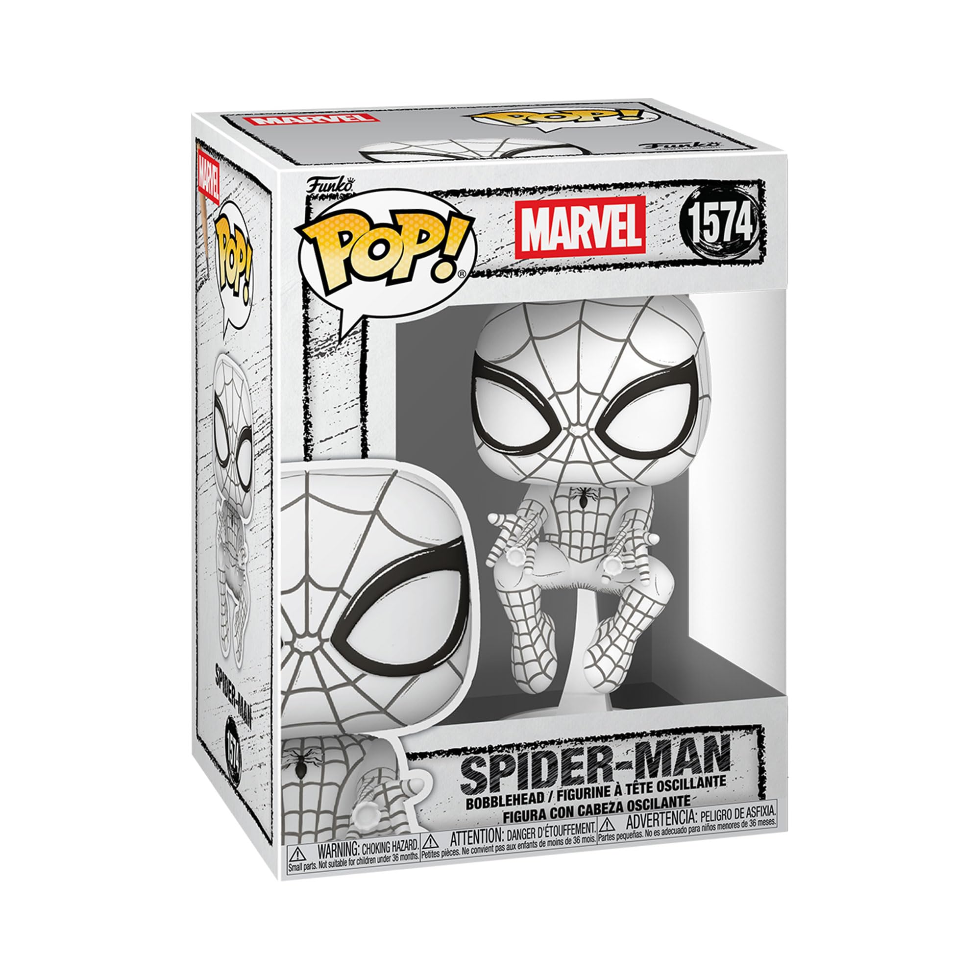 Funko Pop! Marvel: Marvel Sketched - Spider-Man - Collectable Vinyl Figure - Gift Idea - Official Merchandise - Toys for Kids & Adults - Comic Fans - Model Figure for Collectors and Display
