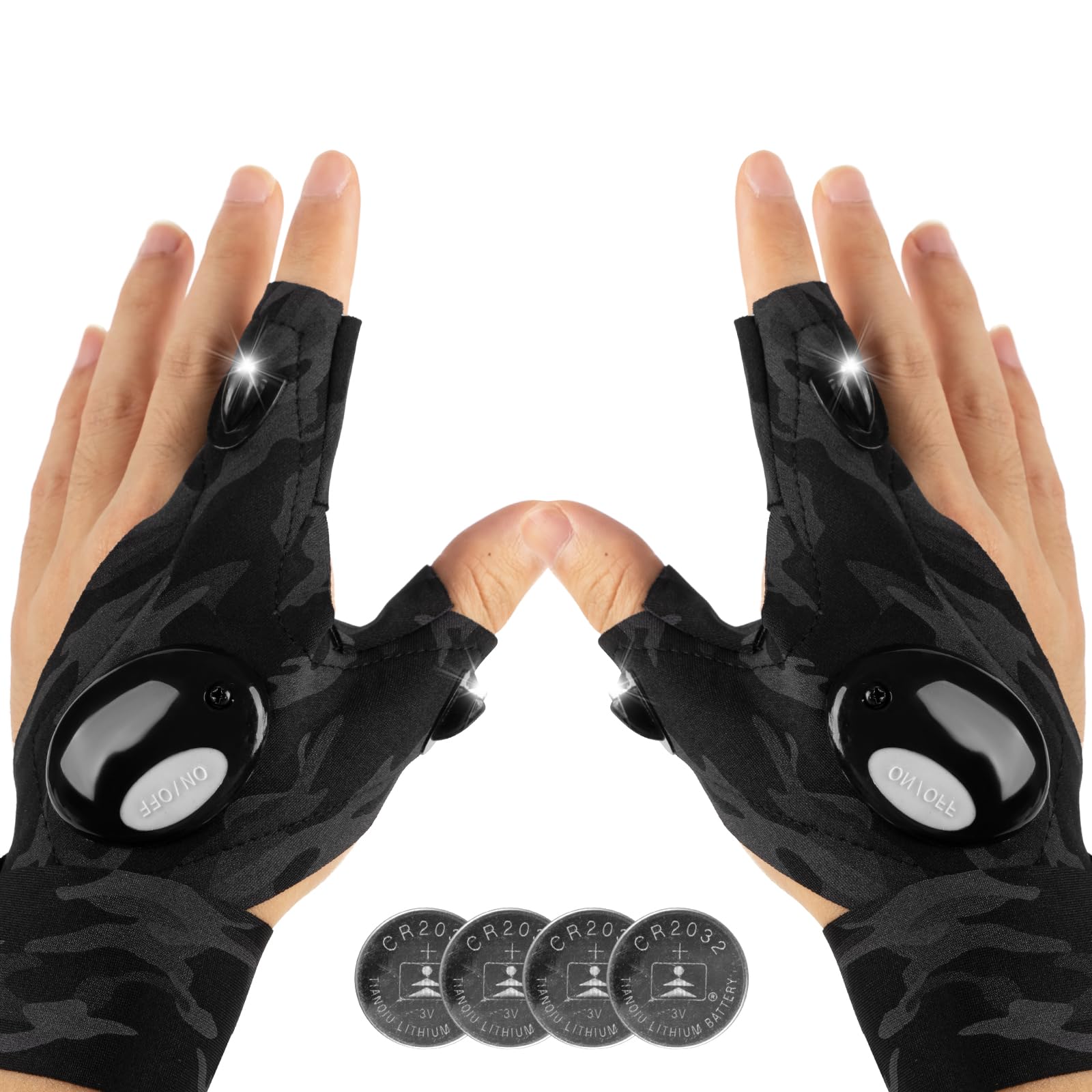 Mylivell LED Flashlight Gloves Gifts for Men Dad Father Boyfriend Husband Unique Cool Gadget Tools for Repairing Hands-Free Lights for Camping Fishing Outdoor Grill Birthday Christmas Gifts for Him