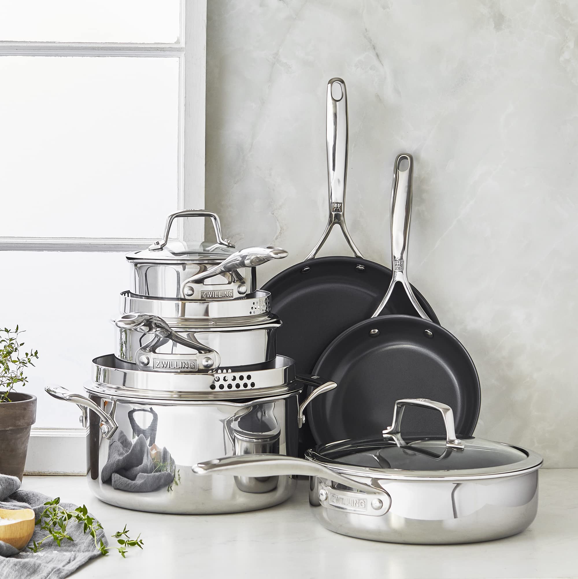 ZWILLING Energy Plus 10-pc Stainless Steel Ceramic Nonstick Cookware Set