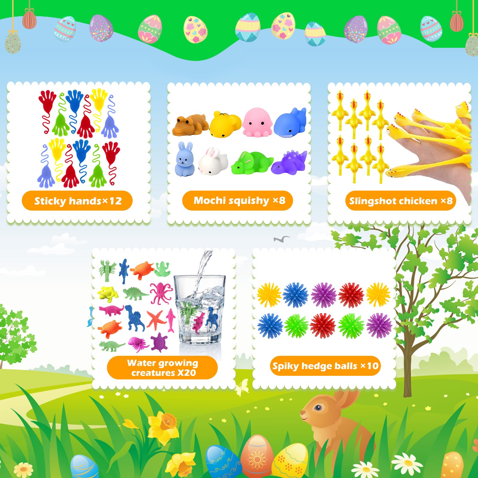 GOAUS Easter Egg Fillers Party Favors for Kids, 220 Pcs Small Toys Prizes Bulk, Goodie Bags Stuffers, Treasure Box Toys for Classroom, Prize Box Birthday Goody Bag