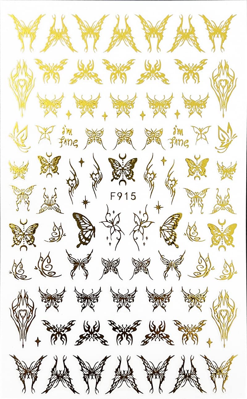 8 Sheets Gold Snake Nail Stickers 3D Bronzing Rose Eyes Heart Nail Art Decorations Self-Adhesive Stickers for Acrylic Nail Art Decals Women Nail Accessories Nail Supplies