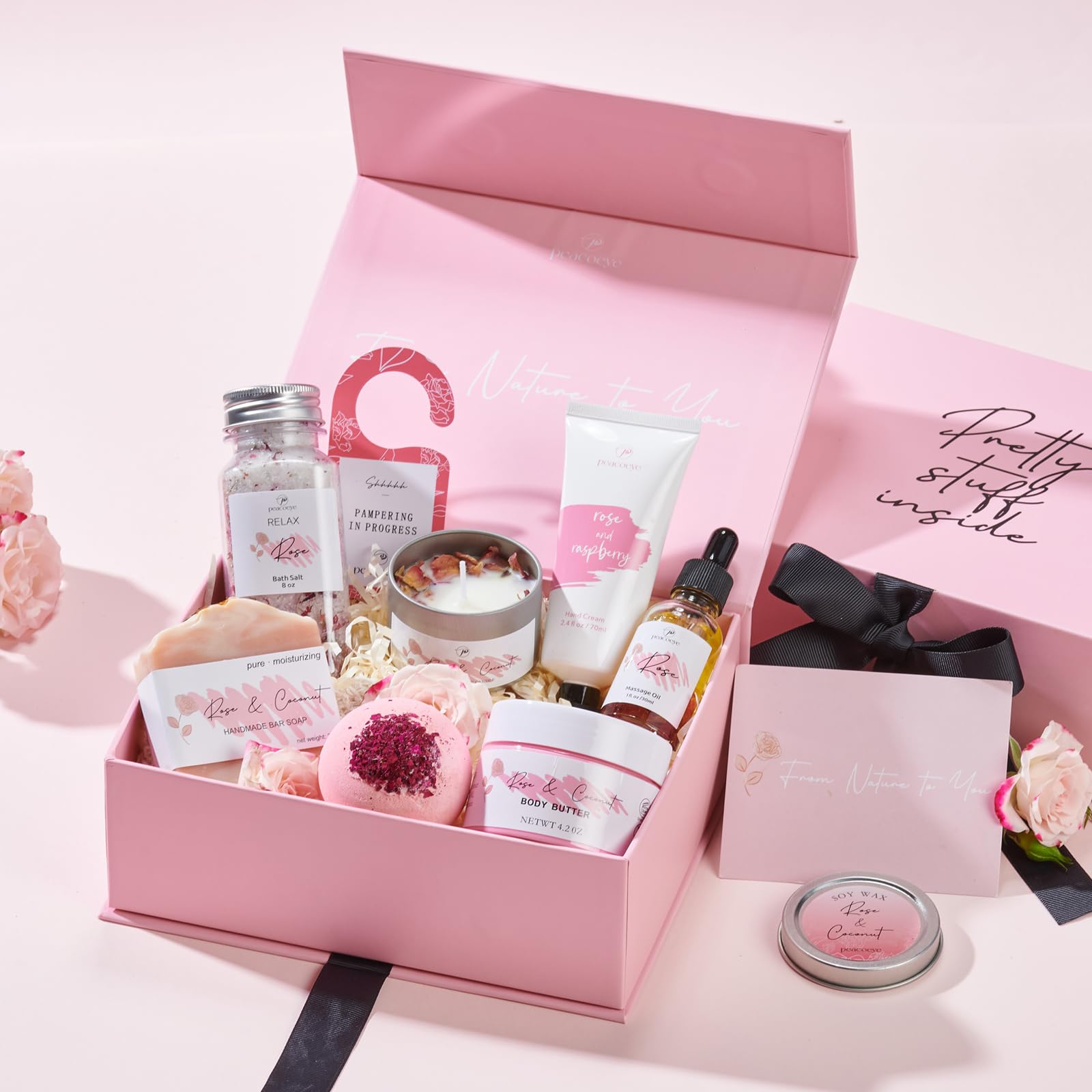 Peacoeye Spa Gifts for Women Christmas Gifts Bath Gift Baskets Relaxing Spa Self Care Gift for Mom Her Sister Wife Auntie Home Bath Care Package Thank You Gift Birthday Gift for Women Friendship Ideas