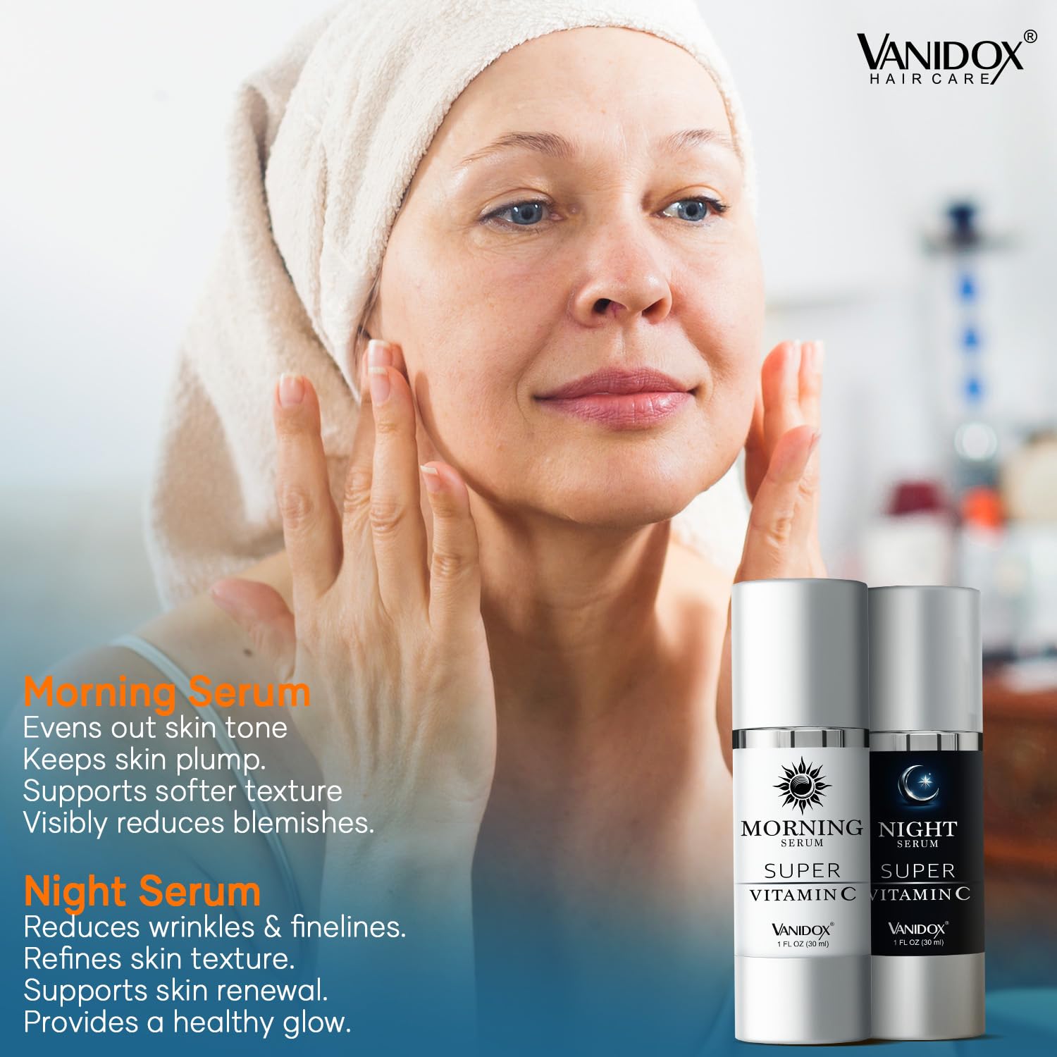 VANIDOX Super Vitamin C Serum for Women Over 70, All-In-One Formula, Made in USA, Hydrates, Firms, Lifts, and Targets Wrinkles, Age Spots, and Fine Lines, Vitamin C Serum (1fl oz x 2)