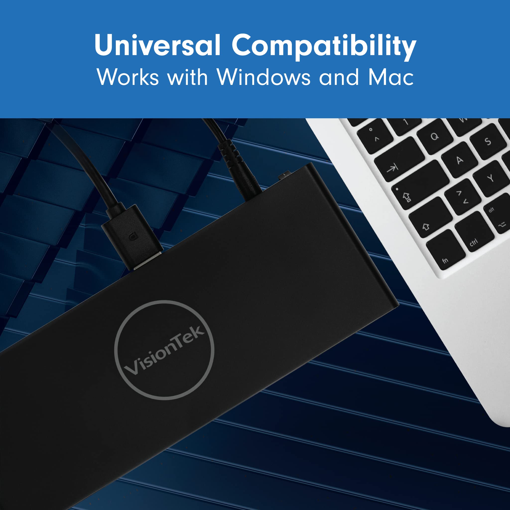 VisionTek VT4510 Universal USB Dual Monitor Docking Station - 2x HDMI, 2x DisplayPort, 100W Power, 4x USB-A, 2x USB-C, Audio, Ethernet for Windows/ MacOS/ ChromeOS
