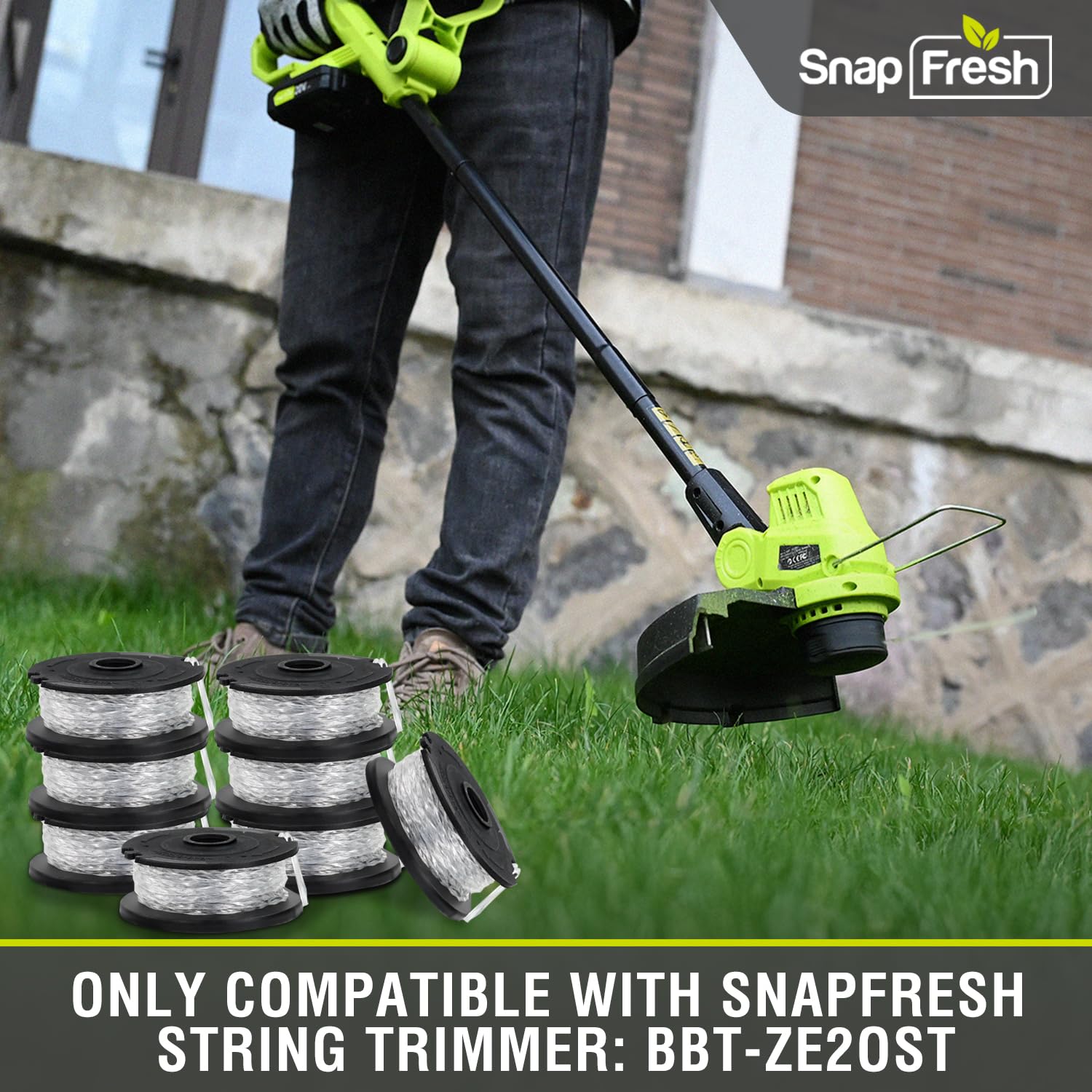 SnapFresh 8 Packs Weed Eater String, 13 Ft 0.065" Trimmer Line Replacement Spools, Automative Feed String Trimmer Line, Only String Trimmer BBT-ZE2OST