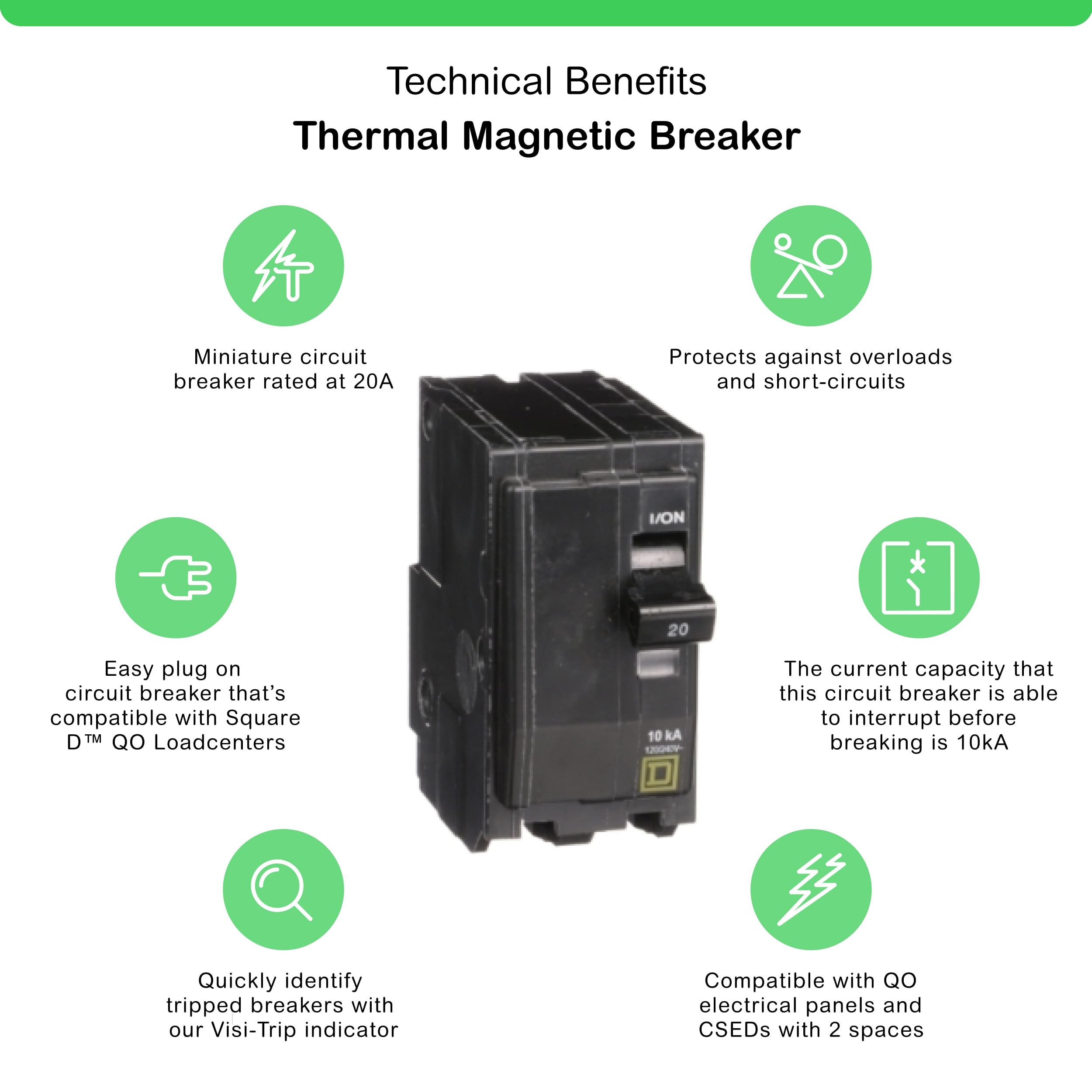 Telemecanique Sensors - QO220CP QO 20Amp Two-Pole Circuit Breaker