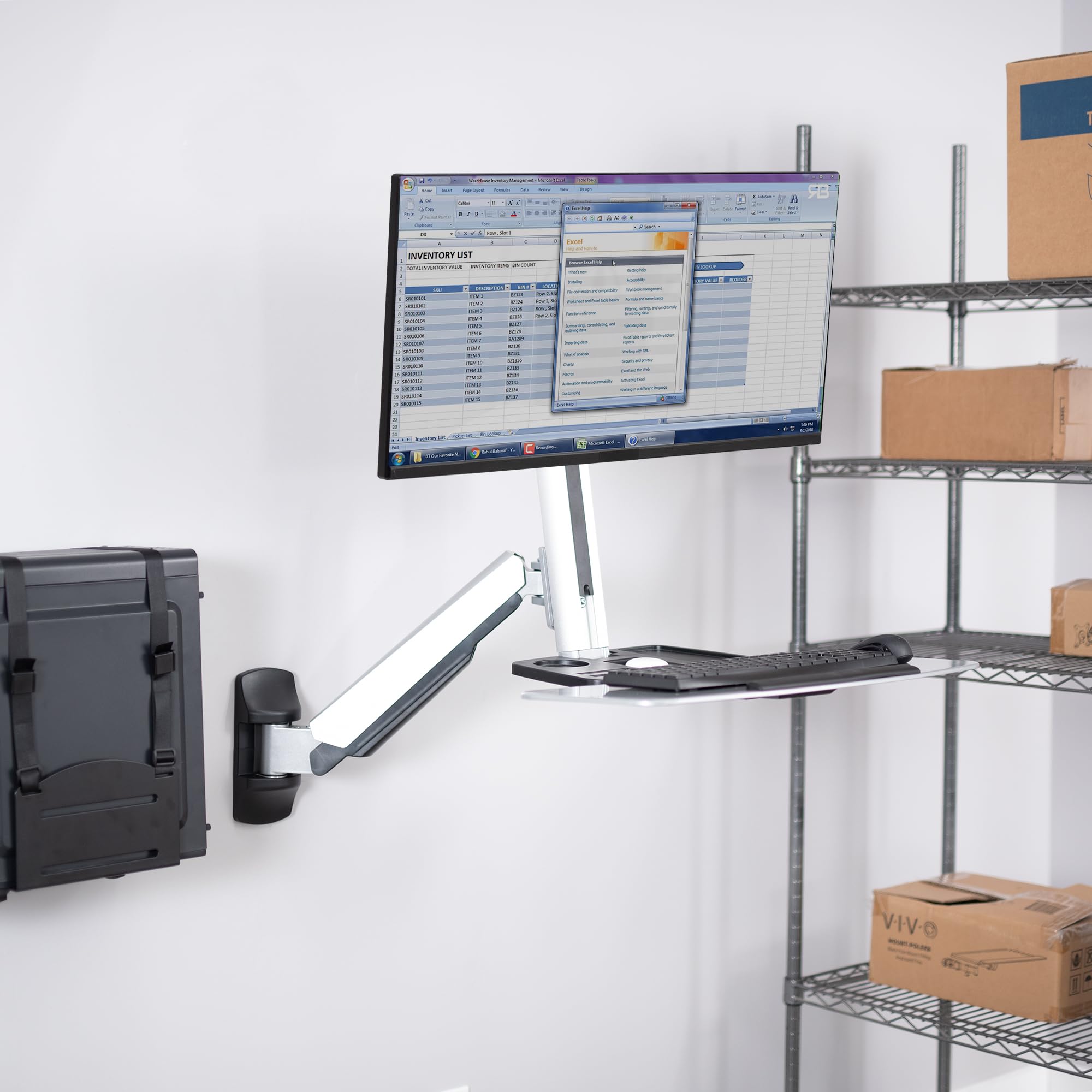 VIVO Single Monitor and Keyboard Counterbalance Sit-Stand Wall Mount, Ergonomic Standing Transition Workstation STAND-SIT1W